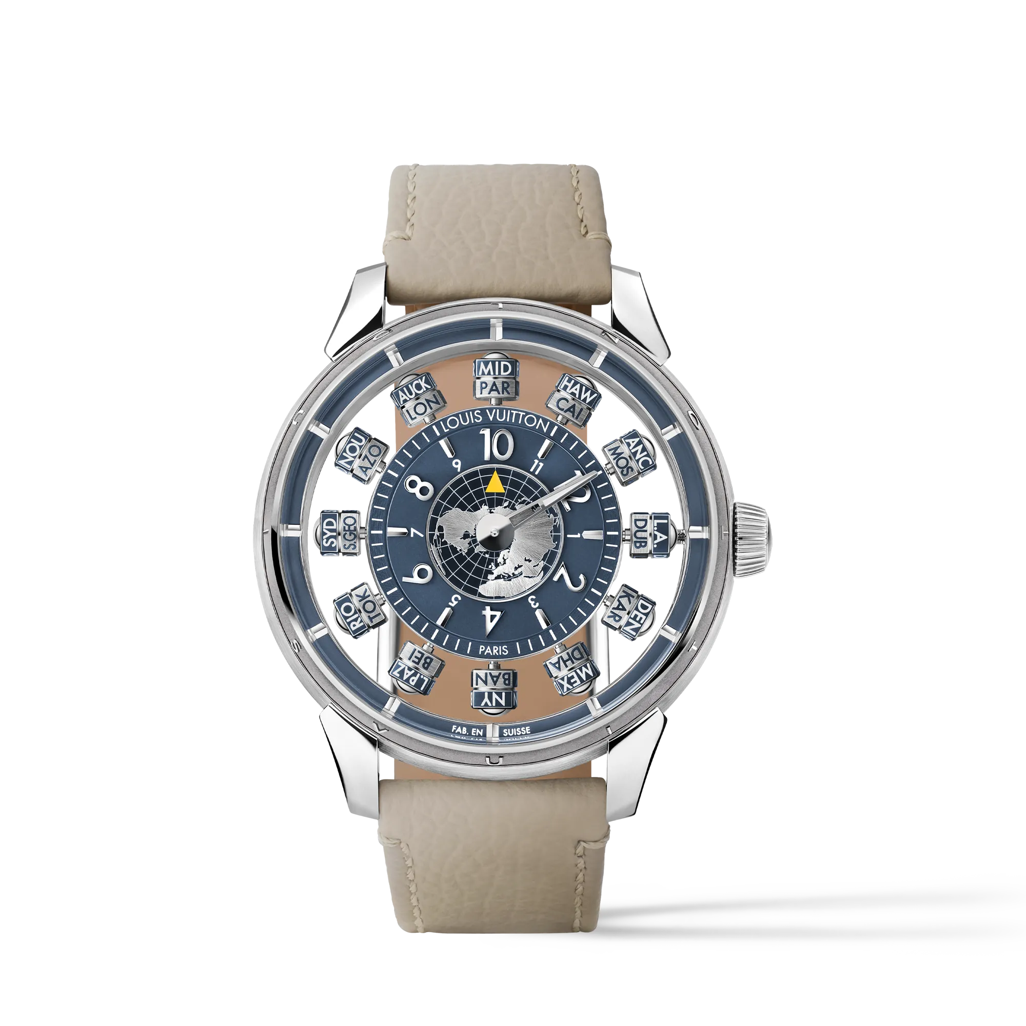 Louis Vuitton Tambour Taiko Spin Time Air Antipode, Automatic, 42.5mm, White gold Watches - W9WG21 Silver