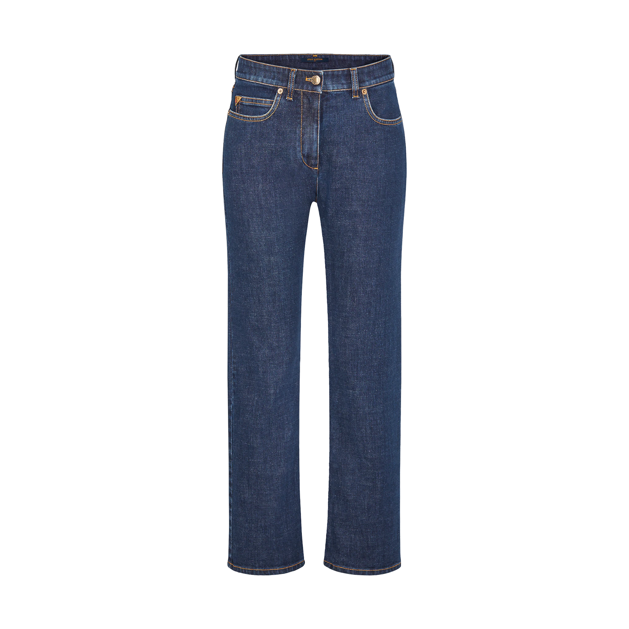 Louis Vuitton Mid-Rise, Straight Classic Jeans In Stretch Indigo Denim 1A83TE