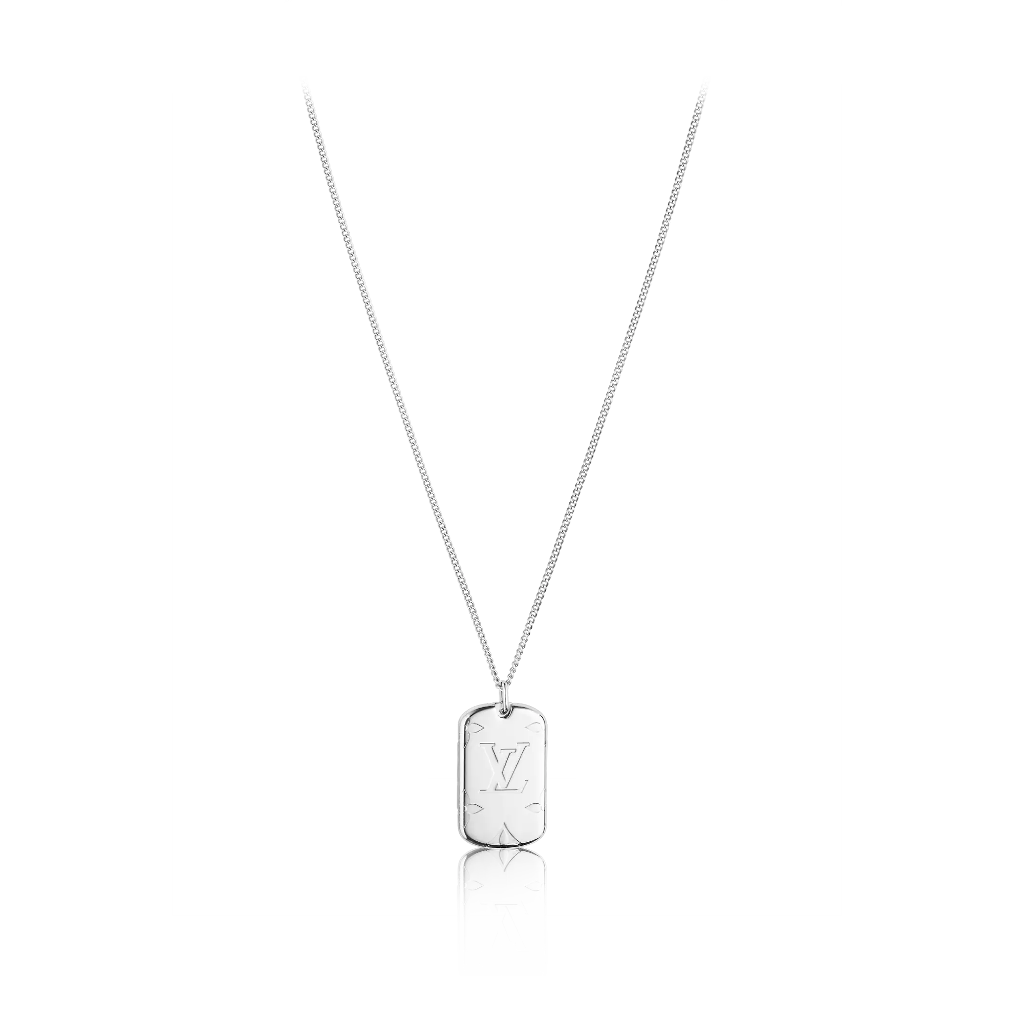 Louis Vuitton Monogram locket necklace Men in Silver - Accessories M62484 Louis Vuitton Monogram locket necklace Men in Silver - Accessories M62484