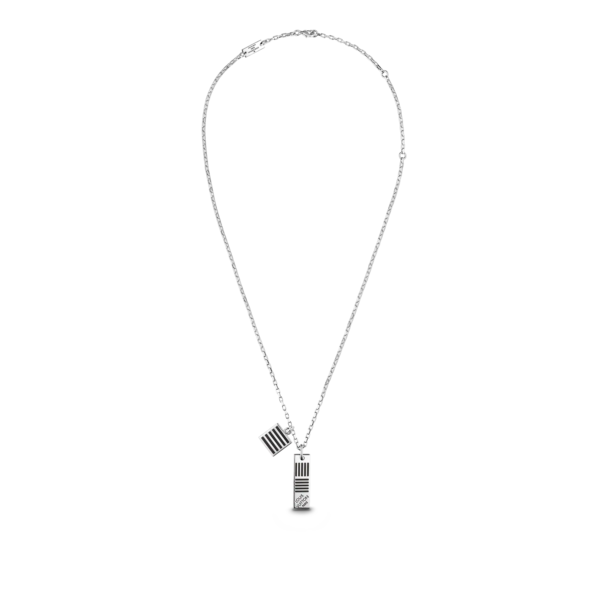 Louis Vuitton Damier Black necklace Men in Silver - Accessories M62490