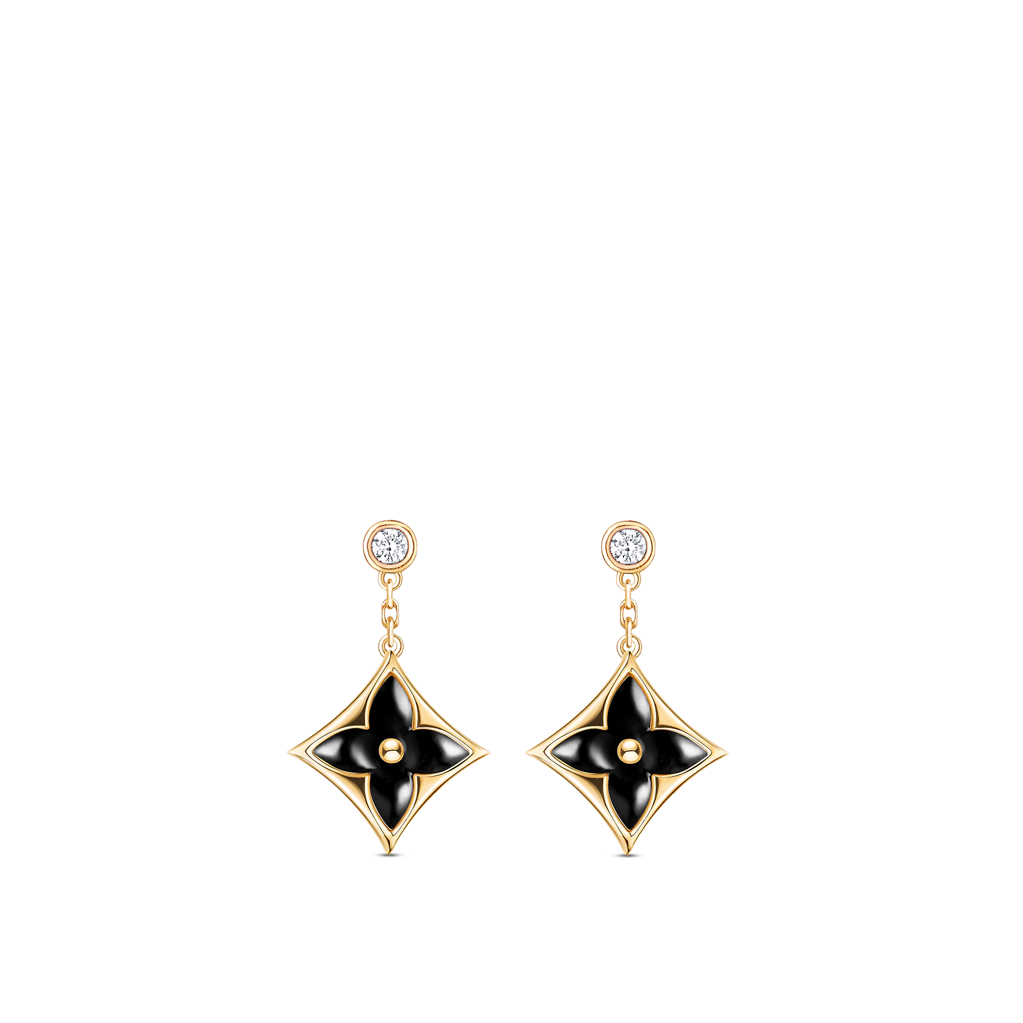 Louis Vuitton Color Blossom BB Star Ear Studs, Yellow Gold, Onyx And Diamonds in Gold - Jewelry Q96992