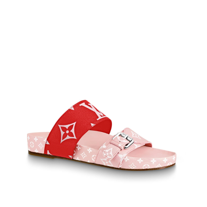 Louis Vuitton Patent Monogram Bom Dia Flat Mule 1A57KG ROSE/ROUGE
