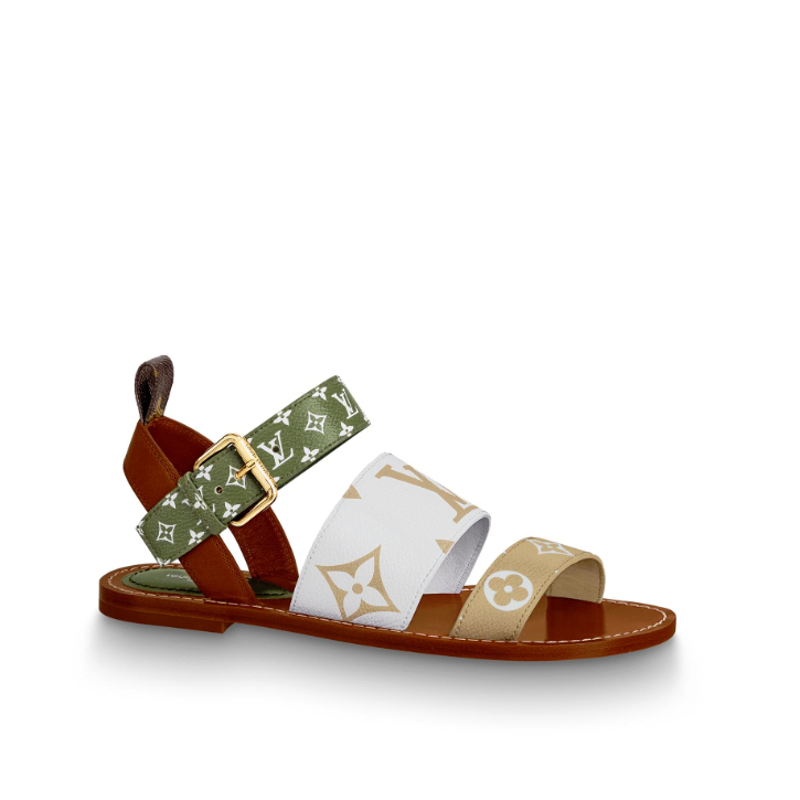 Louis Vuitton Patent Monogram Formentera Flat Sandal 1A57ZB Blanc/Moka