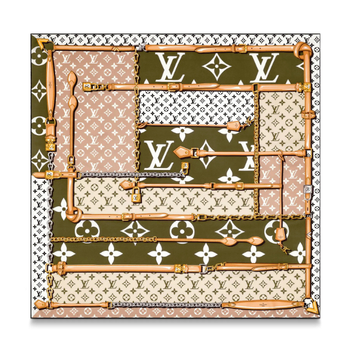 Louis Vuitton Silk Confidential Monogram Giant Square Showcases M73357 Kaki
