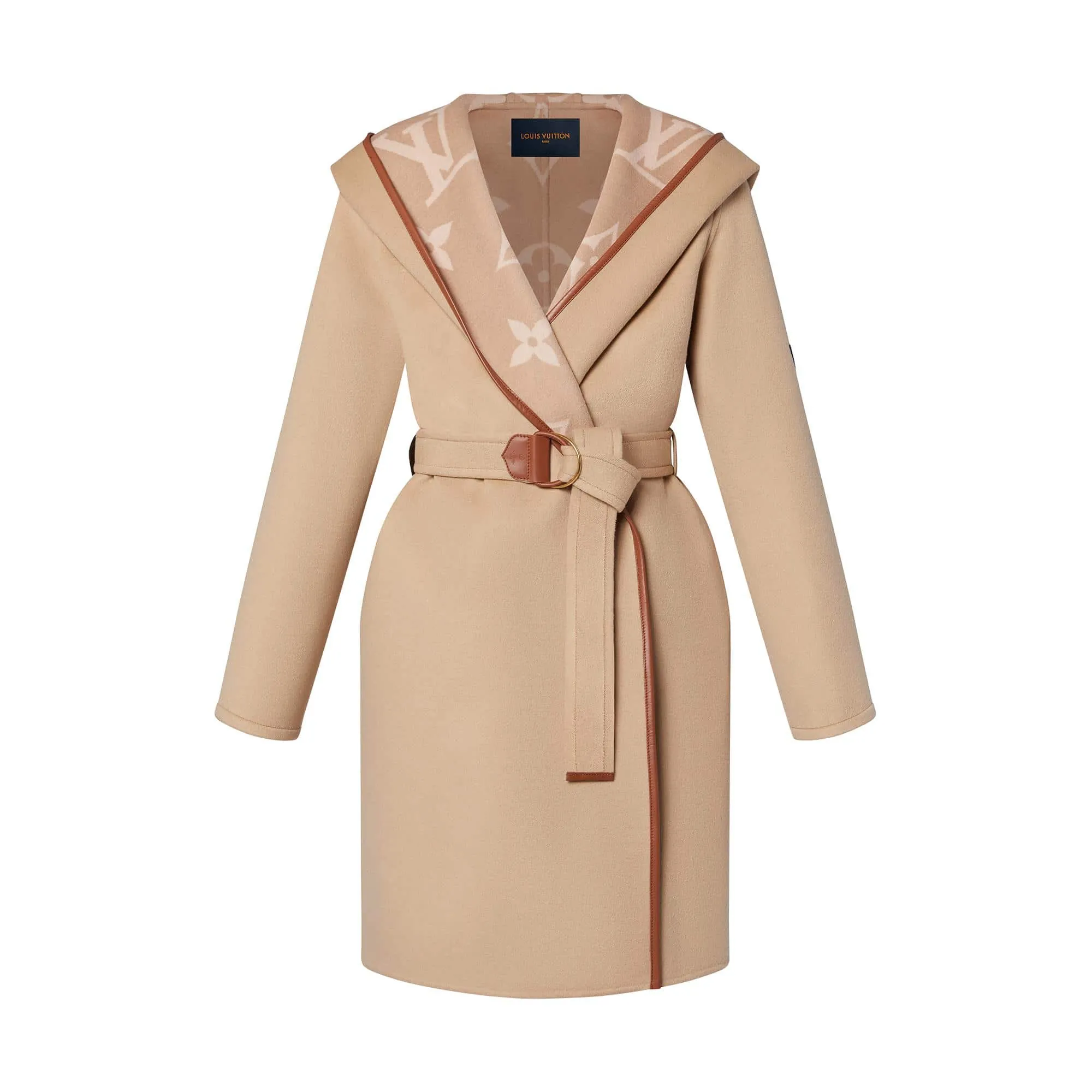 Louis Vuitton Belted Double Face Hooded Wrap Coat - Women - Ready - to - Wear 1A99K4 Natural