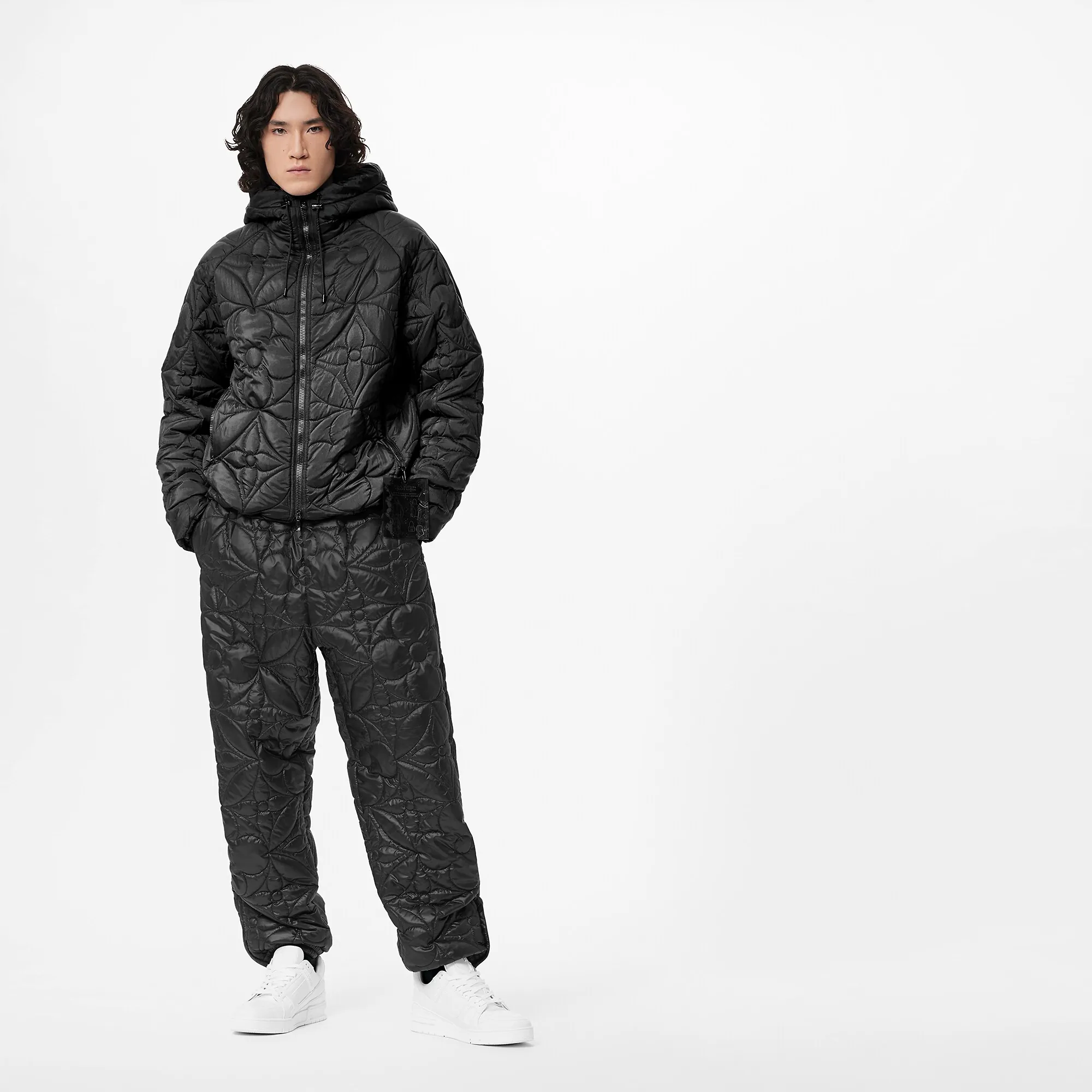 Louis Vuitton LVSE Flower Quilted Hoodie Jacket - Men - Ready-to-Wear 1A9FT5 Black