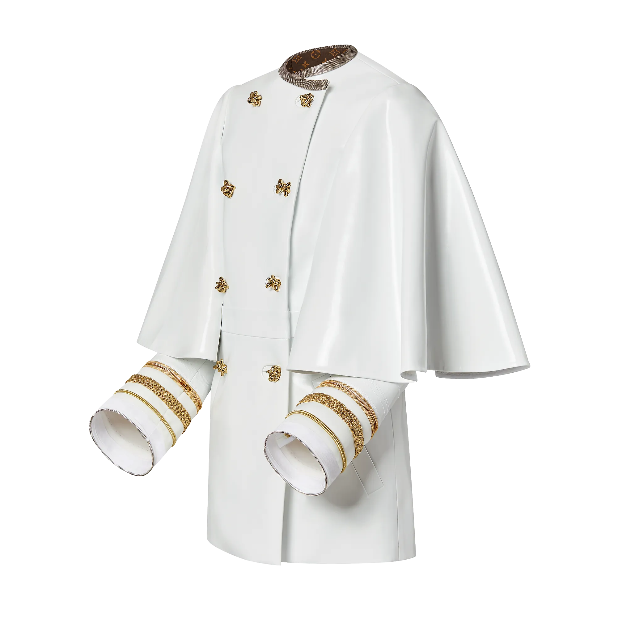 Louis Vuitton Metallic Accent Cape-Sleeve Coat - Women - Ready-to-Wear 1A9KOQ