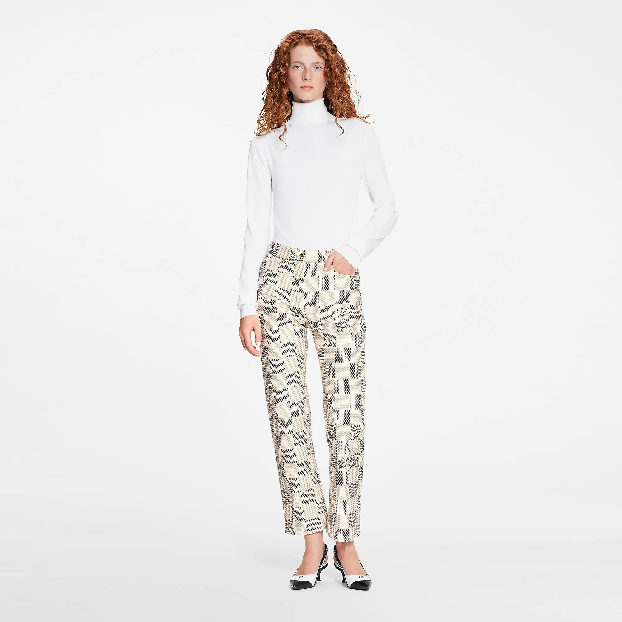 Louis Vuitton Damier Azur Mid-Rise Jeans - Women - Ready-to-Wear 1A9L76