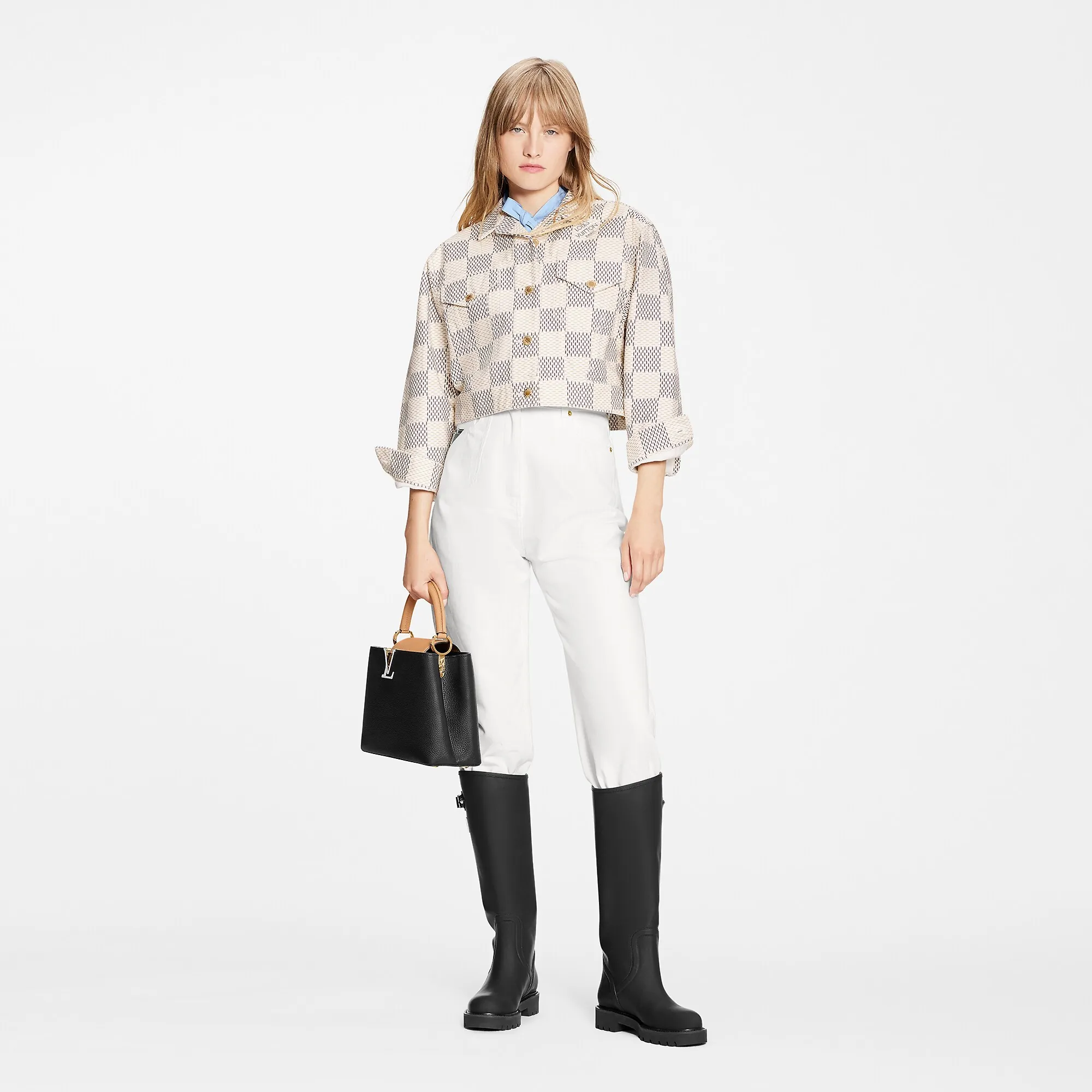 Louis Vuitton Damier Azur Denim Trucker Jacket - Women - Ready-to-Wear 1A9LD1