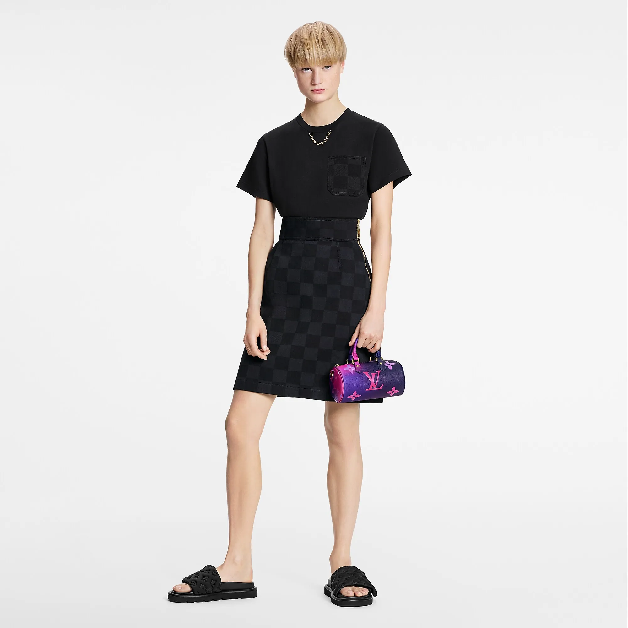 Louis Vuitton Damier Graphite Denim Pencil Skirt - Women - Ready-to-Wear 1A9Z26