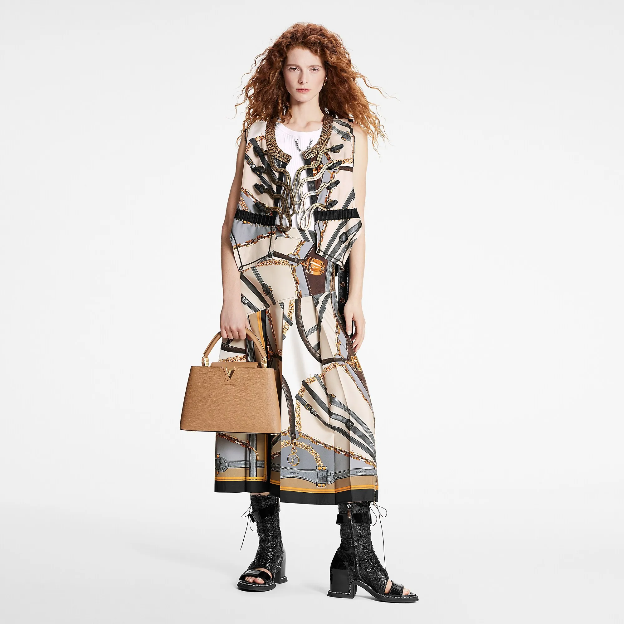 Louis Vuitton Scarf Print Asymmetrical Midi Skirt - Women - Ready-to-Wear 1AA210