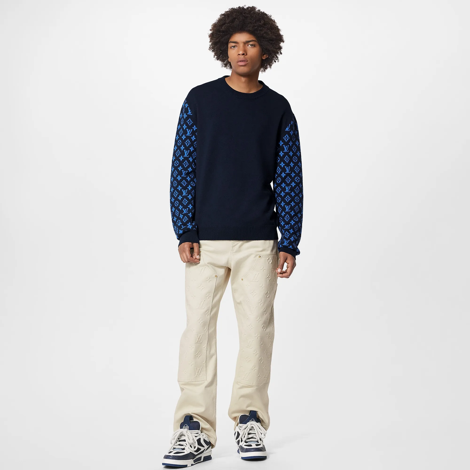 Louis Vuitton Monogram Mix Cashmere Crewneck - Men - Ready-to-Wear 1AATLU