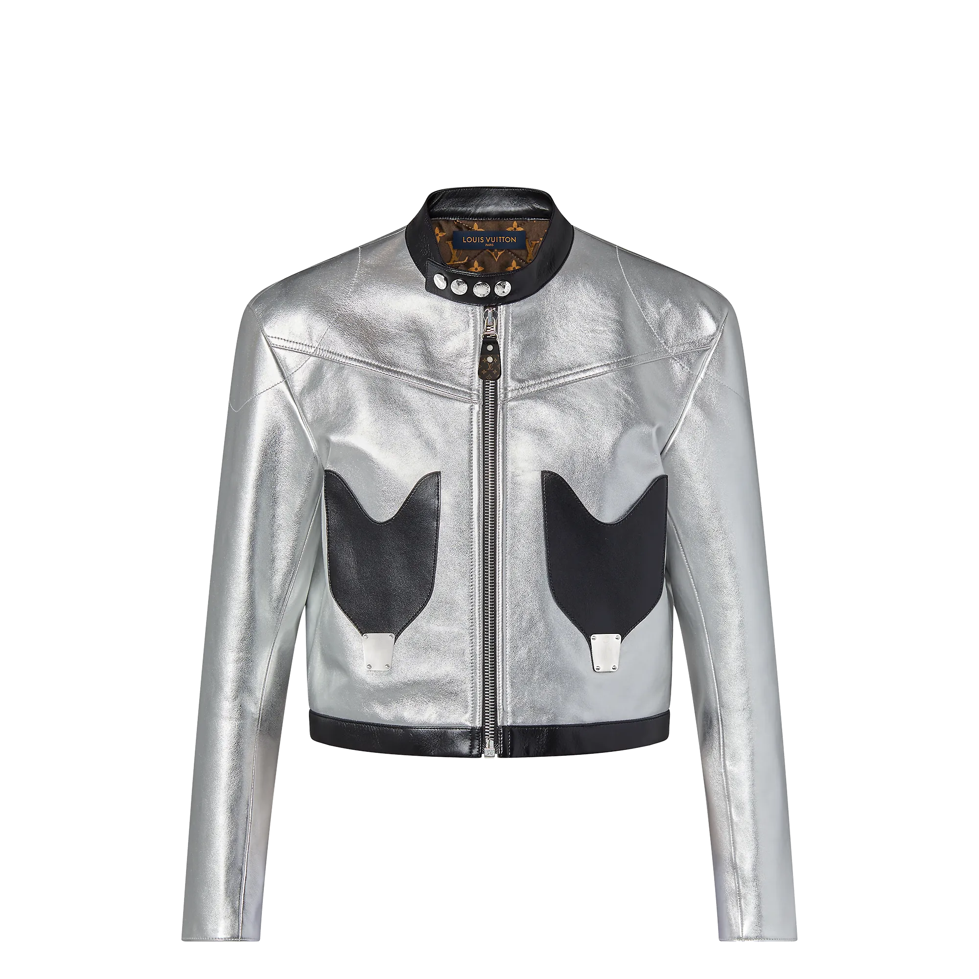 Louis Vuitton Graphic Accent Silver Calfskin Jacket - Women - Ready-to-Wear 1AAYH3