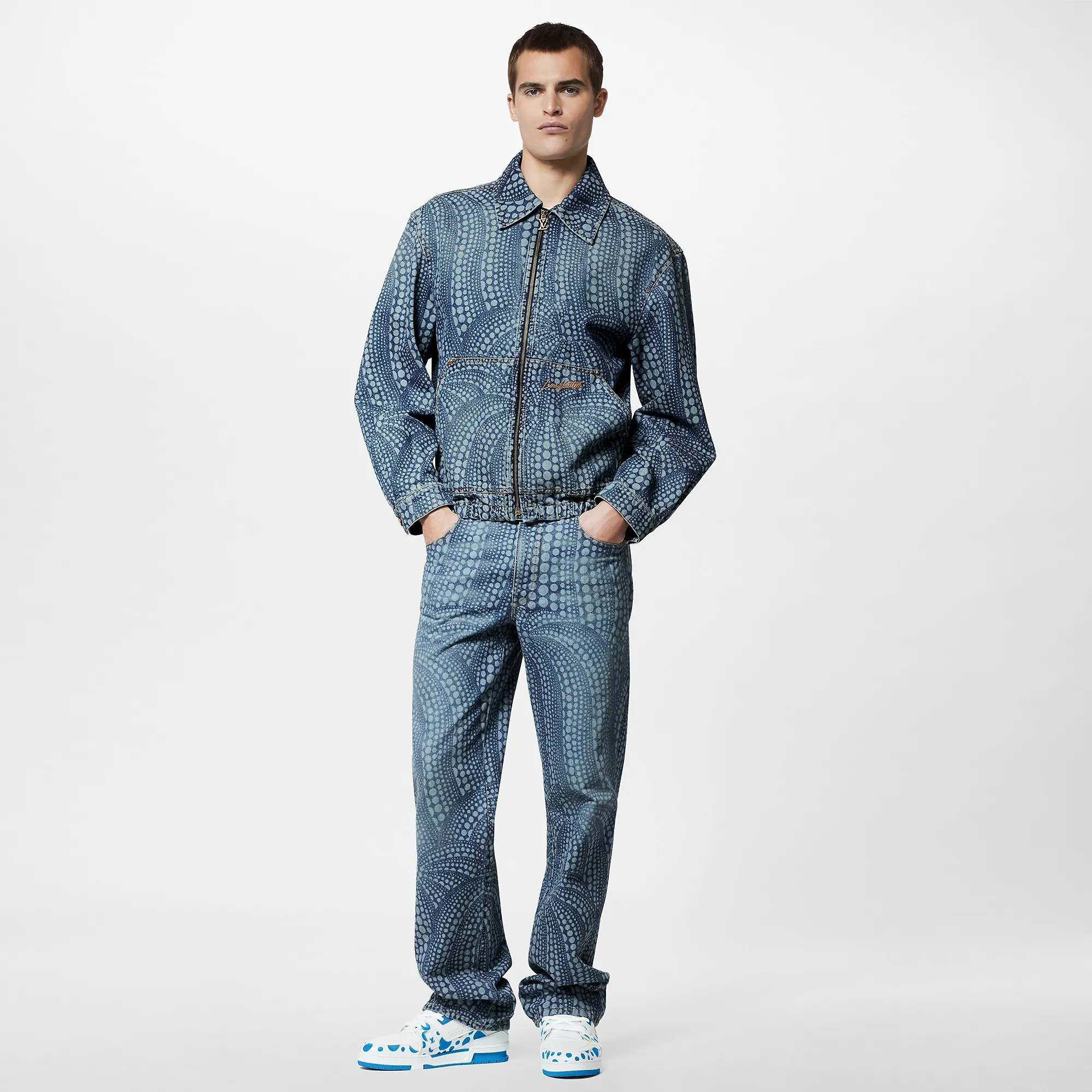 Louis Vuitton LV x YK All Over Pumpkin Denim Blouson - Men - Ready-to-Wear 1AB6OM