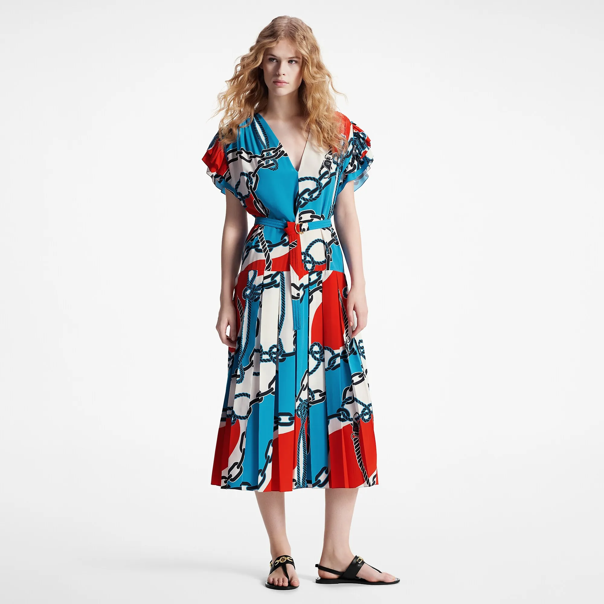 Louis Vuitton Nautical Print Butterfly Sleeve Dress - Women - Ready-to-Wear 1ABBZF Louis Vuitton Nautical Print Butterfly Sleeve Dress - Women - Ready-to-Wear 1ABBZF