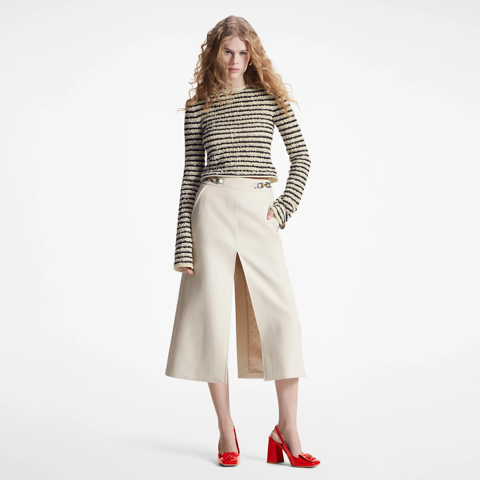 Louis Vuitton Chain Detail Ribbed Midi Skirt - Women - Ready-to-Wear 1ABC83