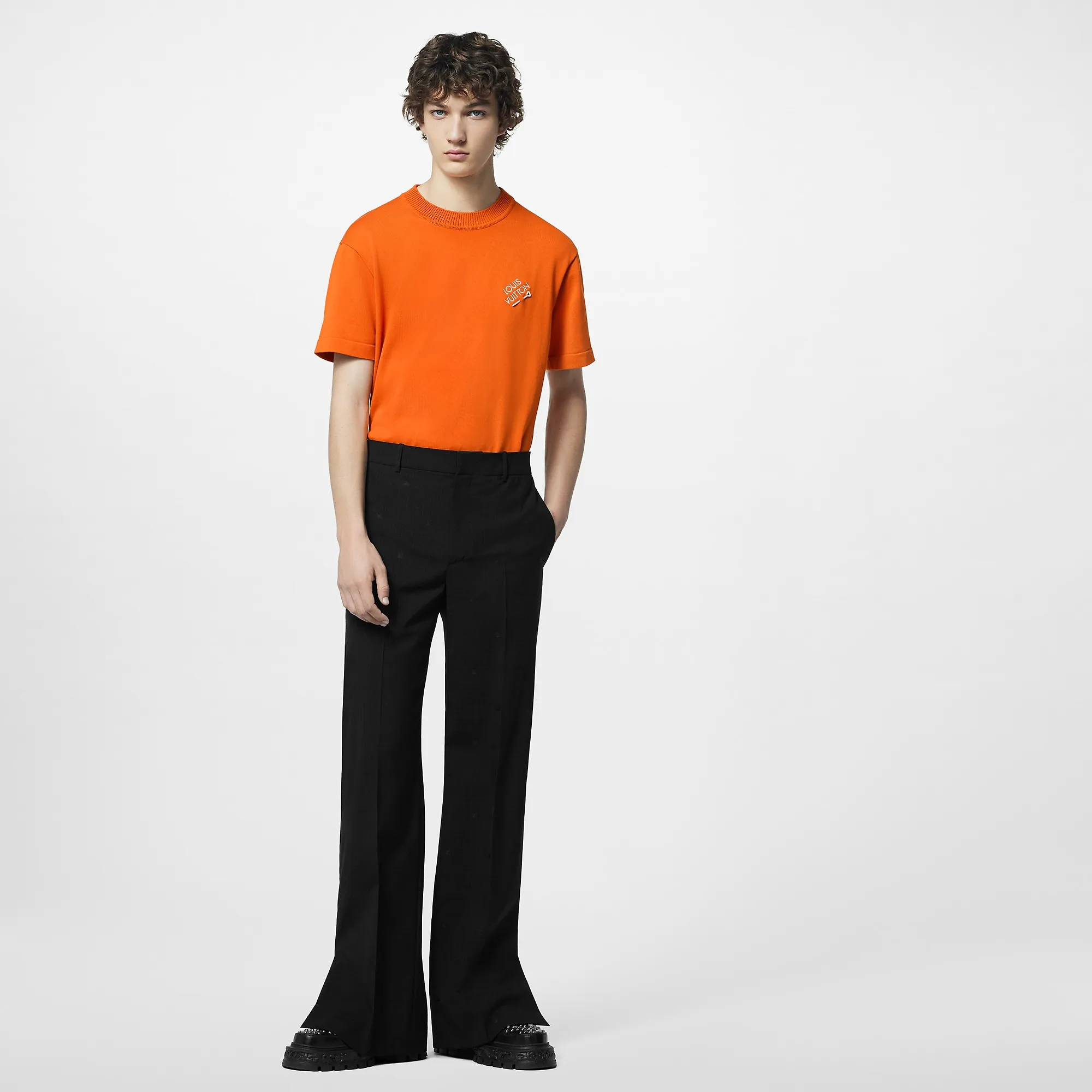 Louis Vuitton Embroidered Signature Short-Sleeved Cotton Crewneck - Men - Ready-to-Wear 1ABIY3 Orange