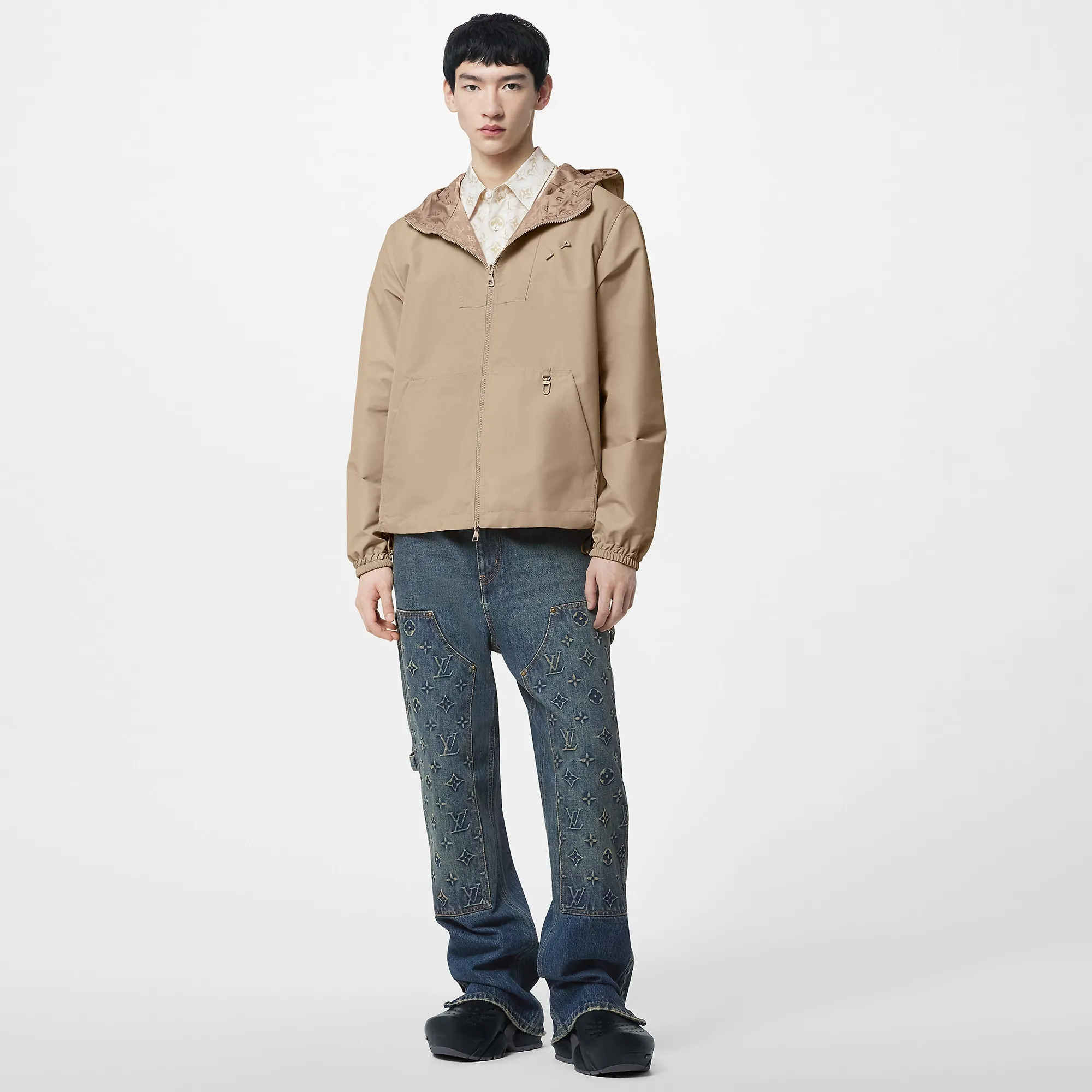 Louis Vuitton Monogram Reversible Nylon Windbreaker - Men - Ready-to-Wear 1ABJKA Beige Louis Vuitton Monogram Reversible Nylon Windbreaker - Men - Ready-to-Wear 1ABJKA Beige