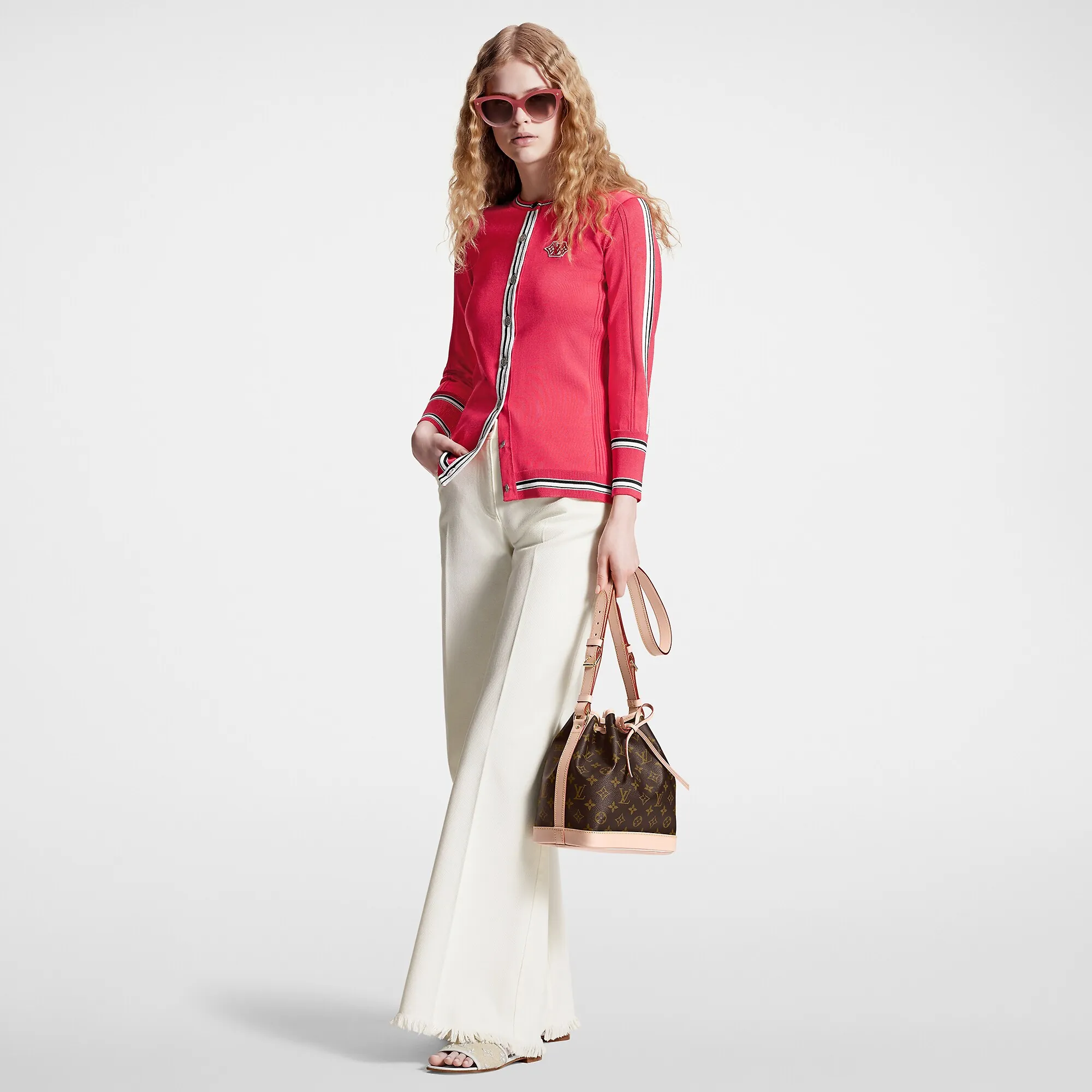 Louis Vuitton Preppy Stripe Accent Cardigan - Women - Ready-to-Wear 1ABQ8H Cerise