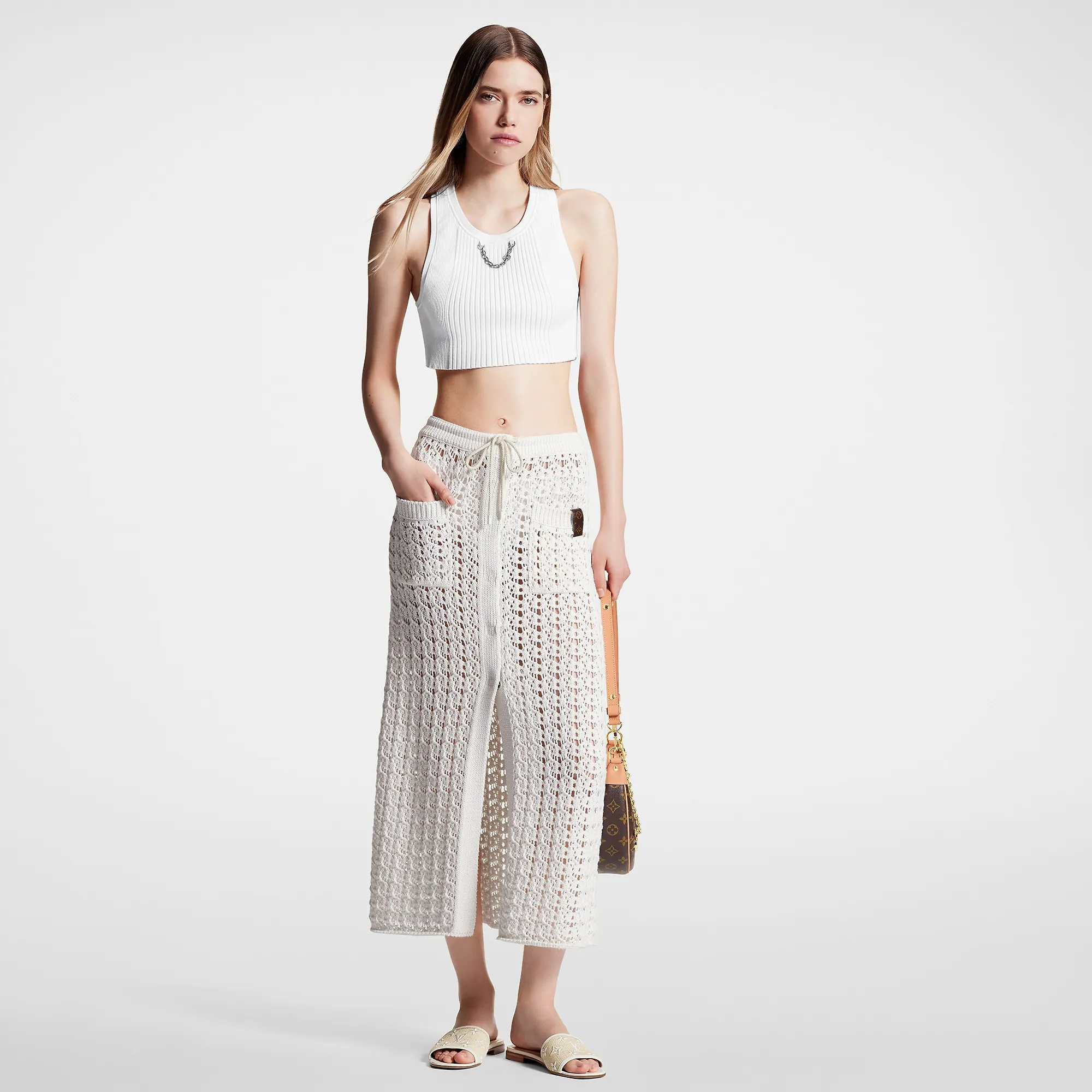 Louis Vuitton Crochet Knit Skirt - Women - Ready-to-Wear 1ABQB0 White