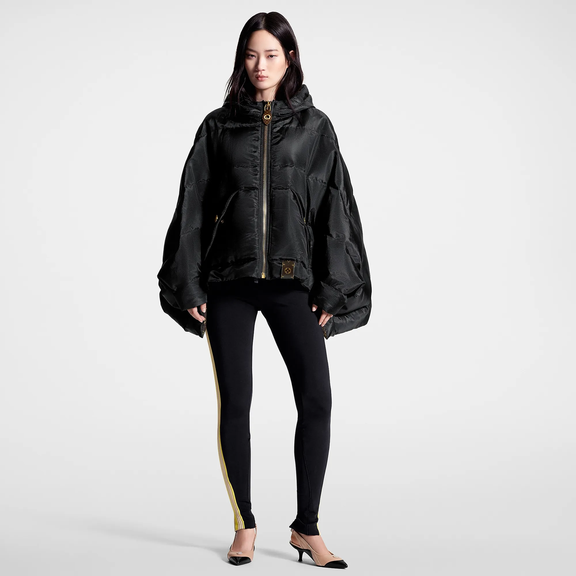 Louis Vuitton Monogram Accent Pillow Puffer Cape - Women - Ready-to-Wear 1ABR7R Black