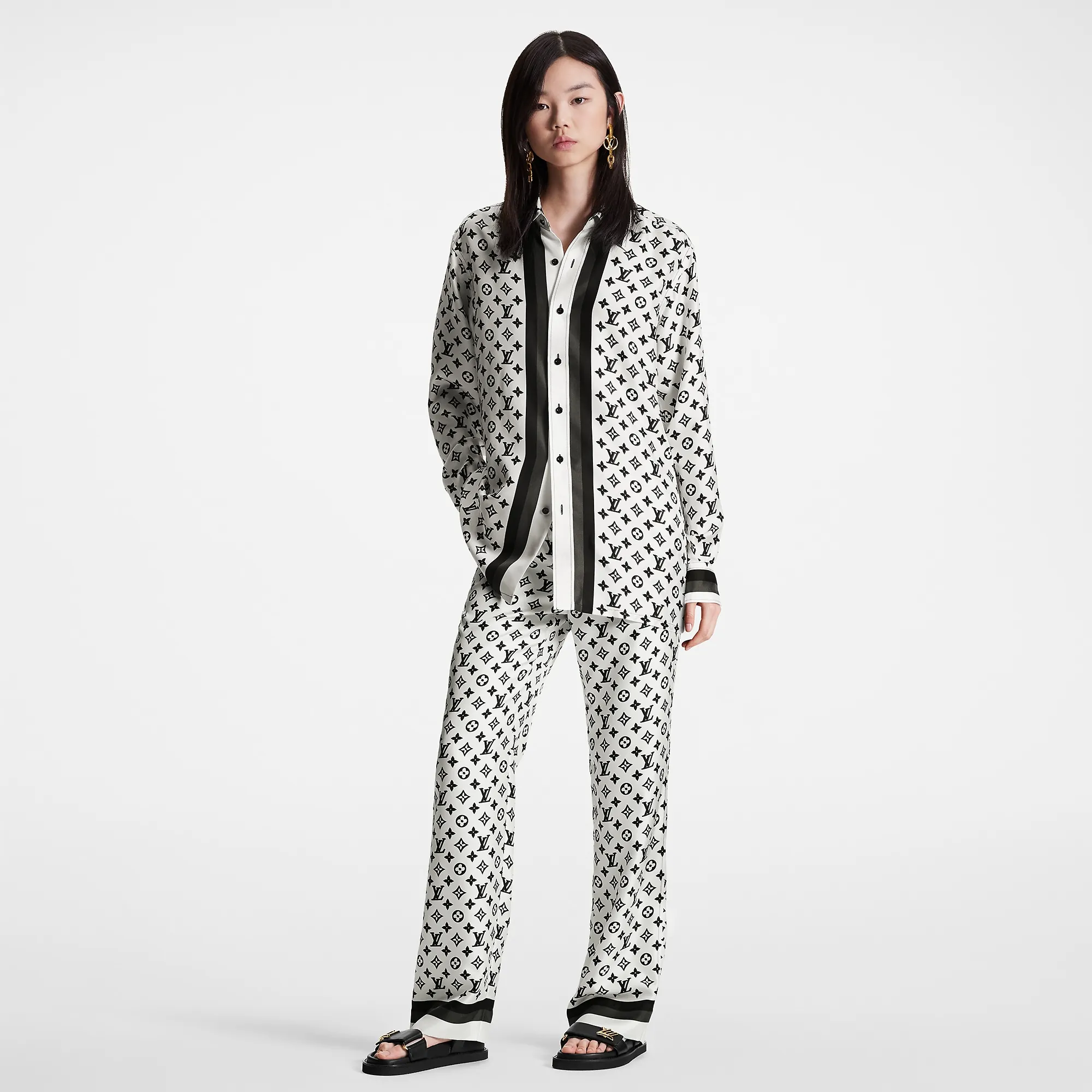 Louis Vuitton 3D Monogram Stripe Accent Pajama Pants - Women - Ready-to-Wear 1ABR8U