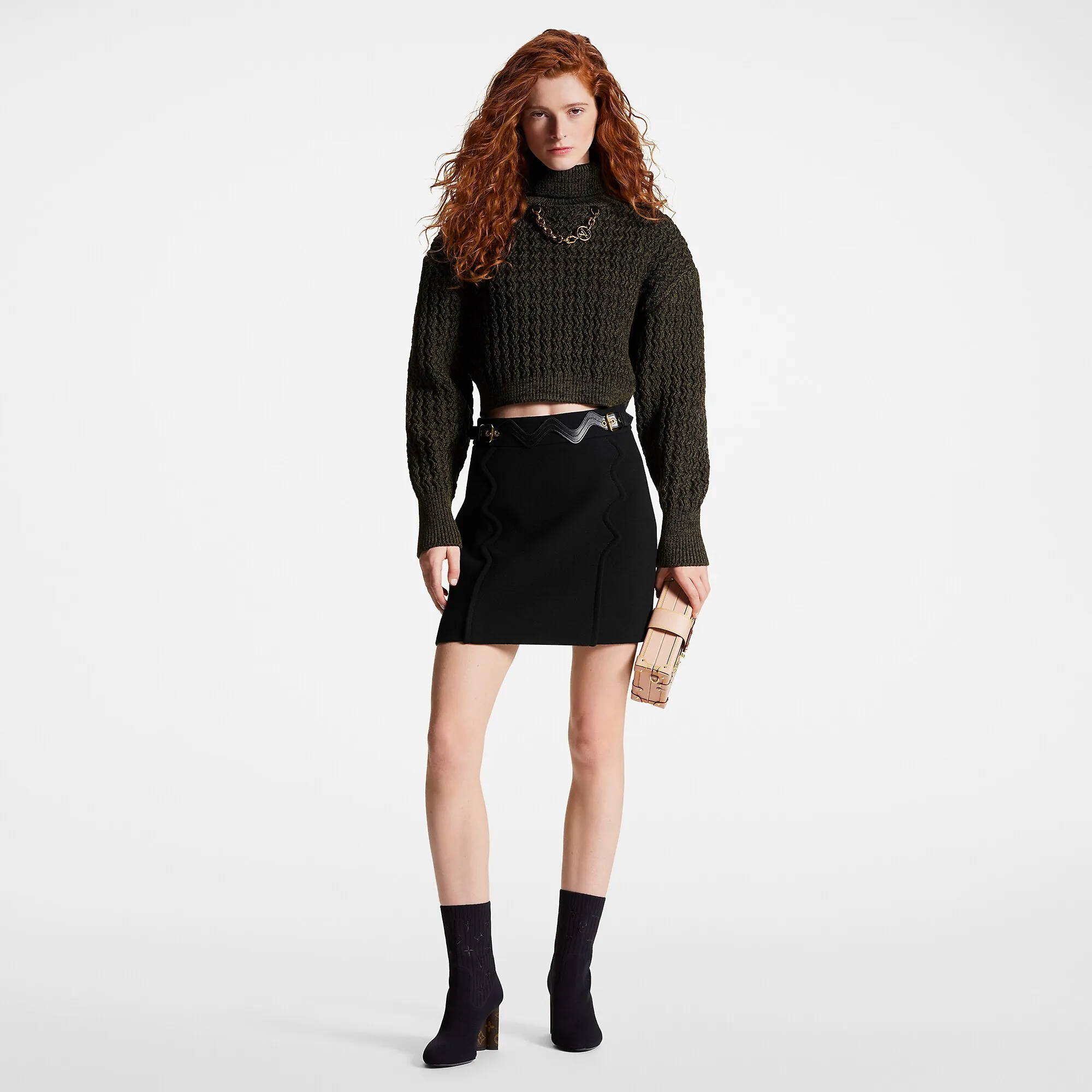 Louis Vuitton Scallop Detail A-Line Mini Skirt - Women - Ready-to-Wear 1ABRGL Black