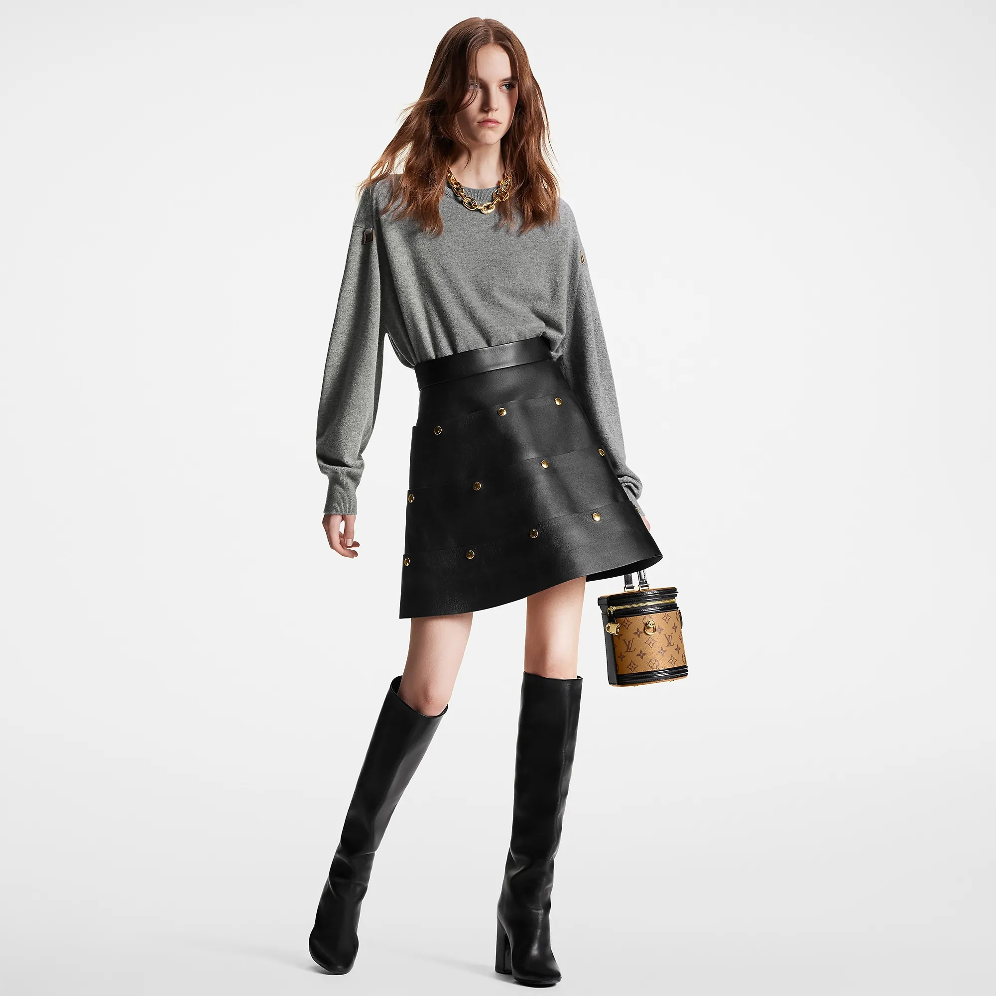 Louis Vuitton D-Ring Detail Cashmere Pullover - Women - Ready-to-Wear 1ABSIX Heather Grey