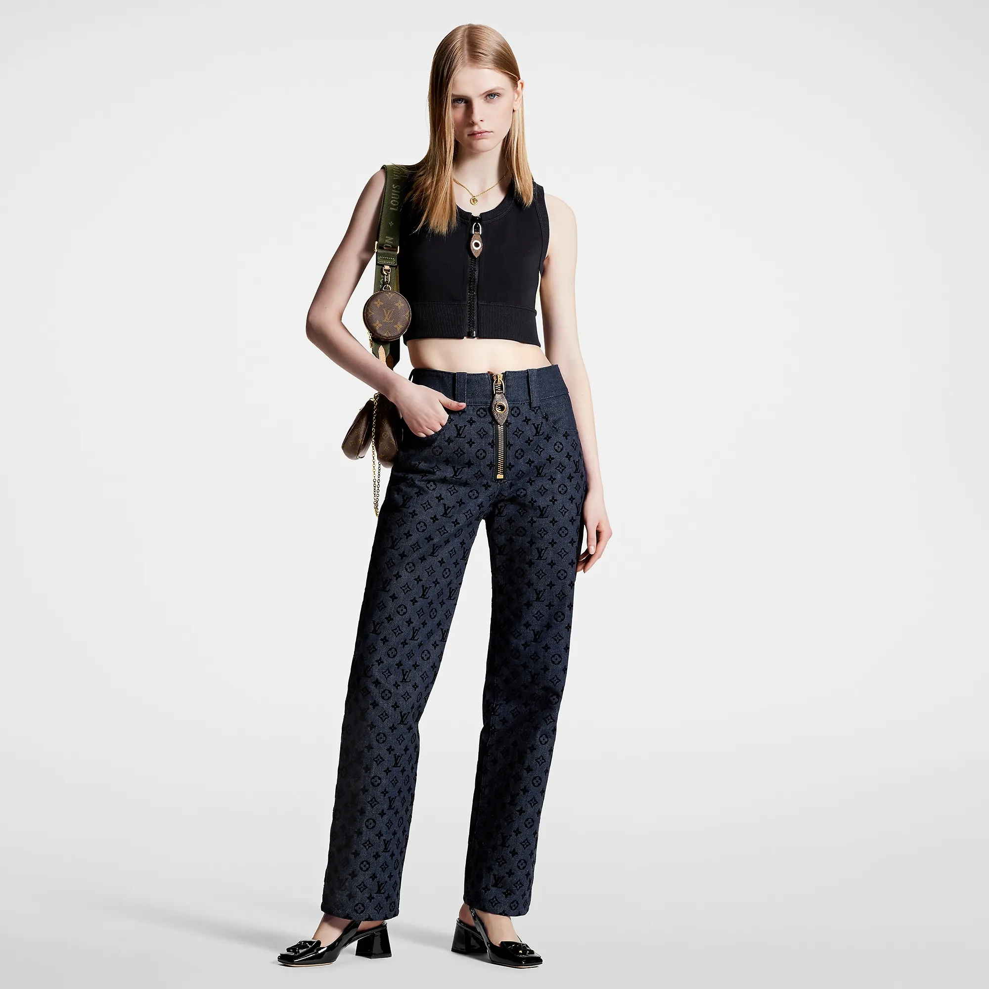 Louis Vuitton Flocked Monogram Denim Jeans - Women - Ready-to-Wear 1ABSRJ