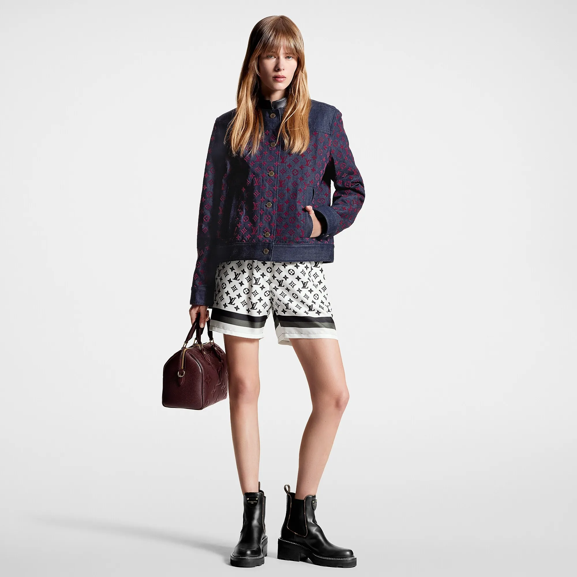 Louis Vuitton Flocked Monogram Denim Jacket - Women - Ready-to-Wear 1ABSRR Marine