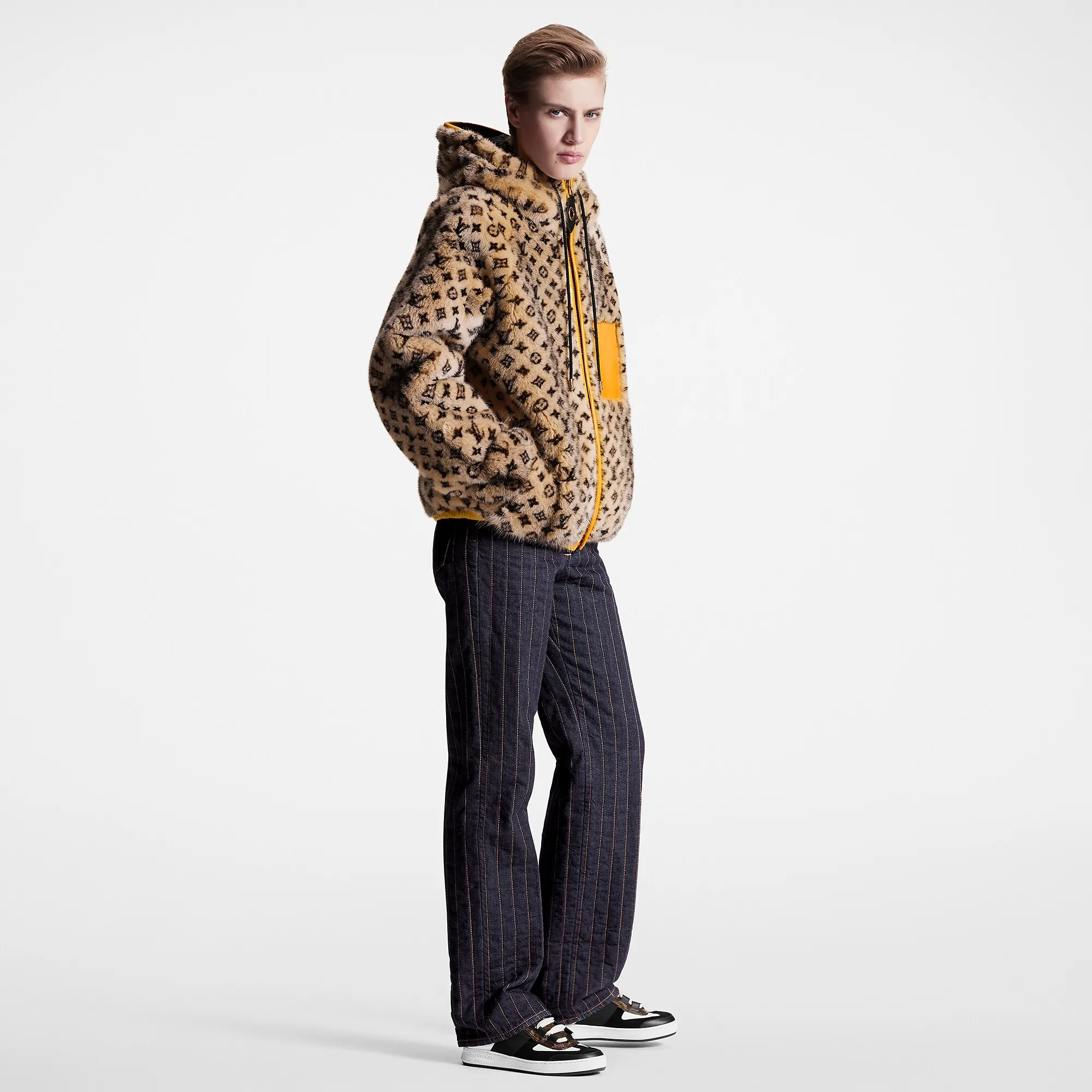 Louis Vuitton Leather Trim Monogram Mink Jacket - Women - Ready-to-Wear 1ABSUM