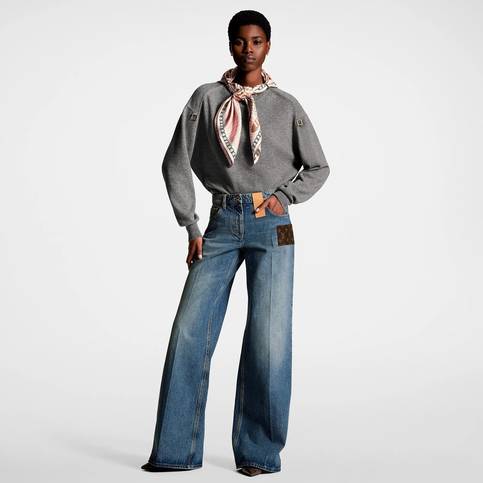 Louis Vuitton Stonewashed Monogram Patch Boot-Cut Jeans - Women - Ready-to-Wear 1ABT8J