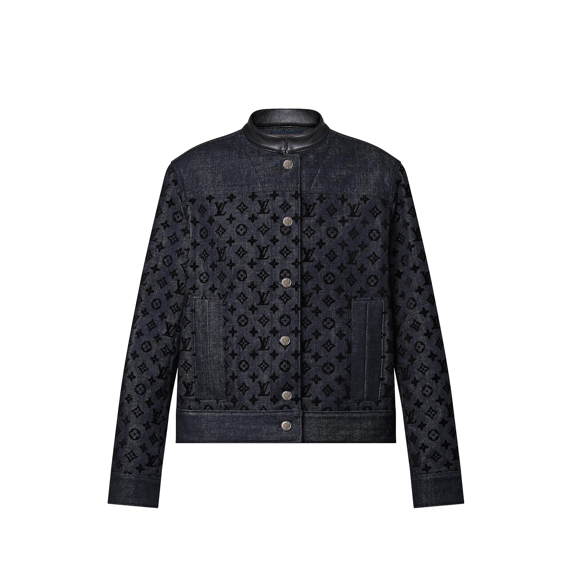 Louis Vuitton Flocked Monogram Denim Jacket - Women - Ready-to-Wear 1ABTA0 Black