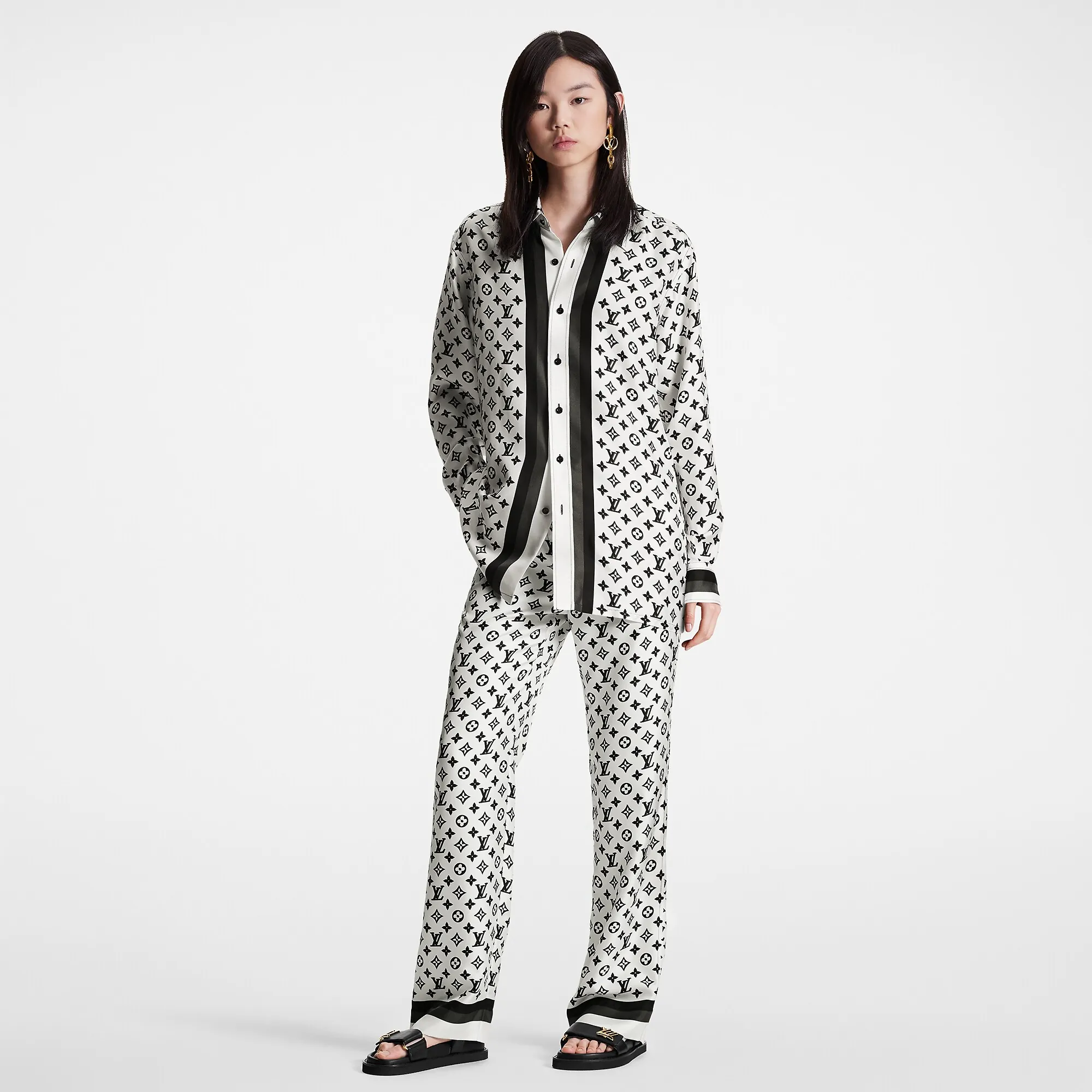 Louis Vuitton 3D Monogram Stripe Accent Pajama Pants - Women - Ready-to-Wear 1ABTH0