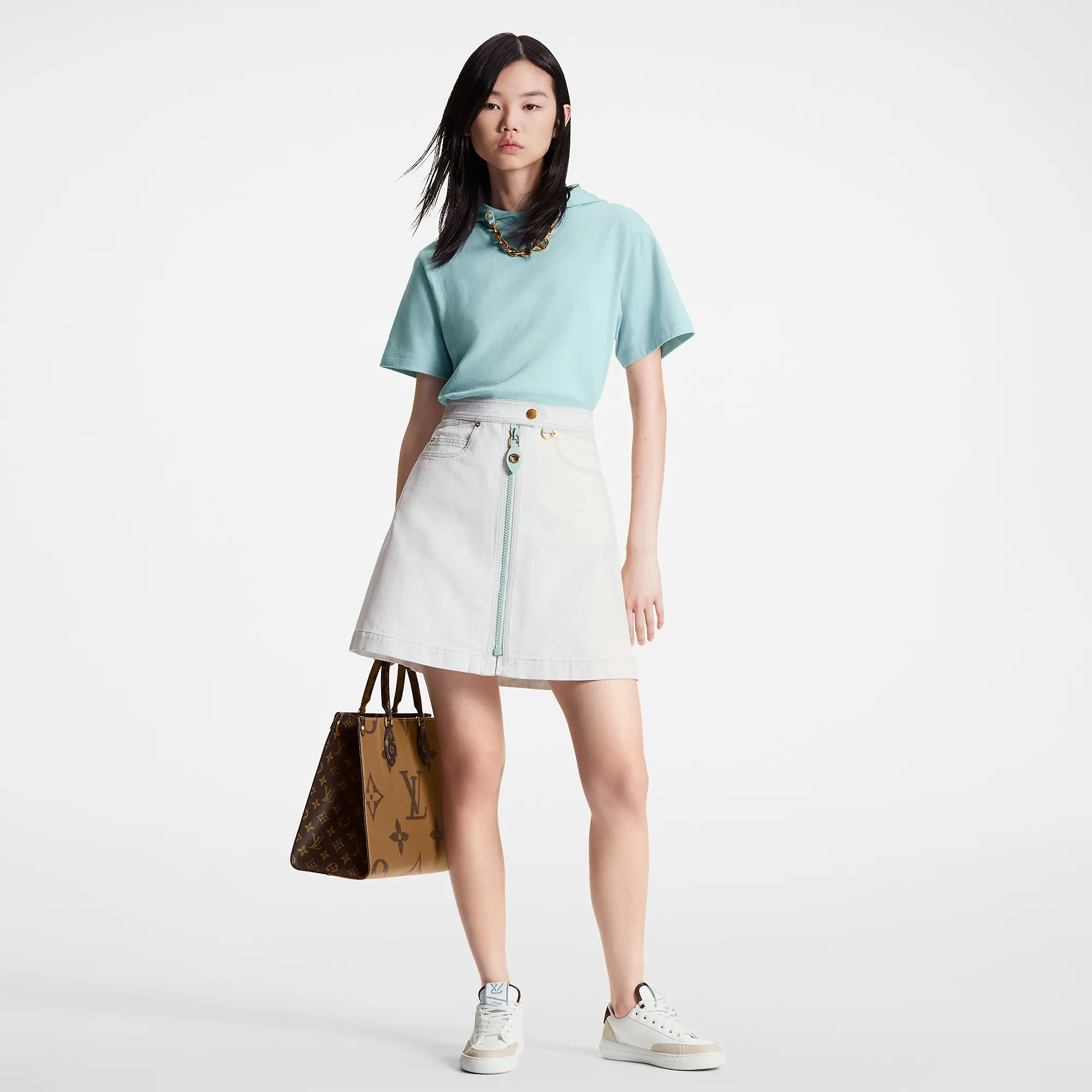 Louis Vuitton Bleached Denim Mini Skirt - Women - Ready-to-Wear 1ABWB2