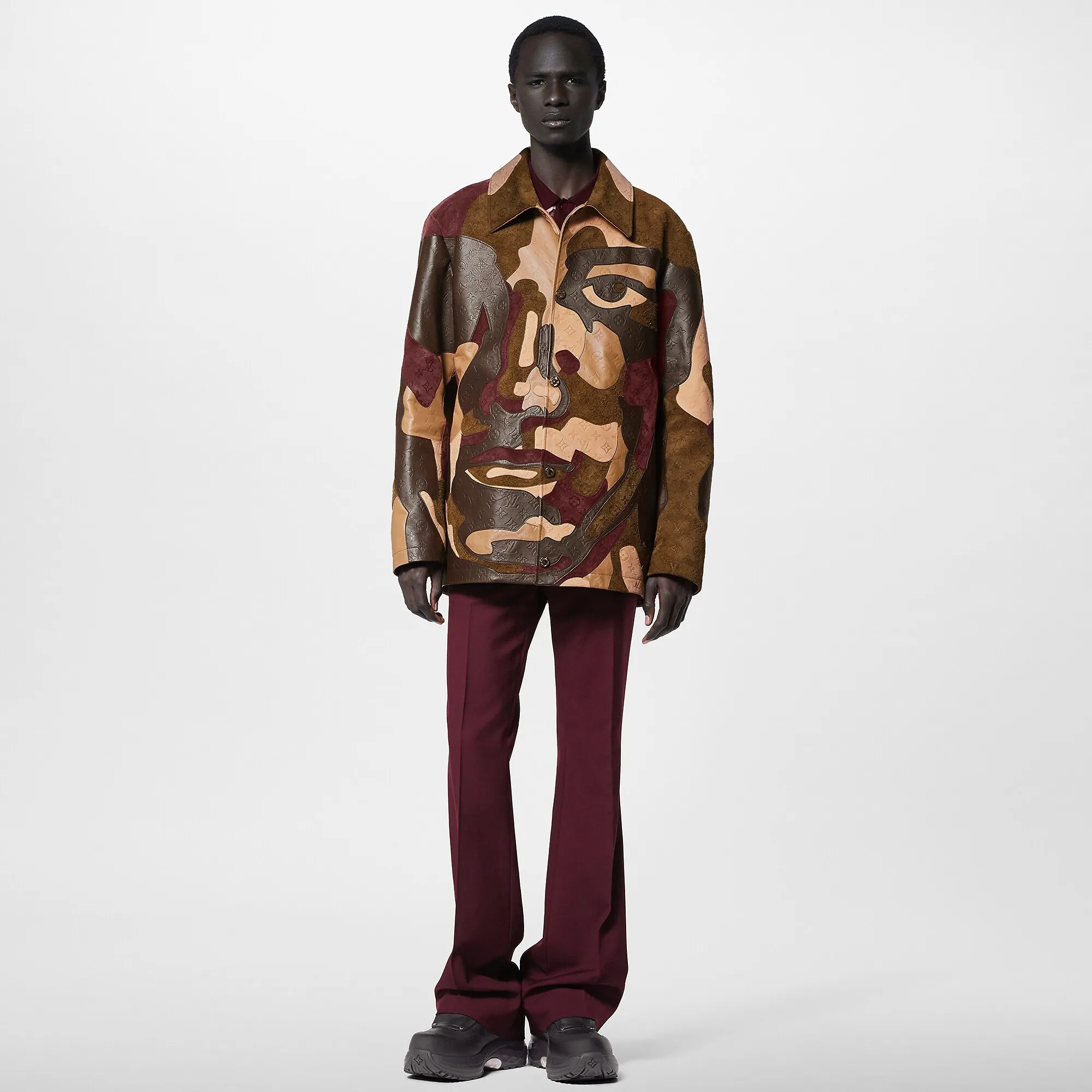 Louis Vuitton Made To Order Monogram Patchworked Portrait Leather Jacket - Men - Ready-to-Wear 1ABY6P