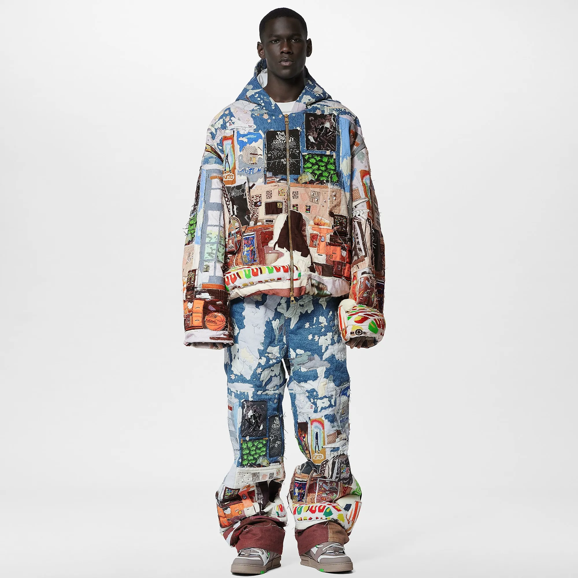 Louis Vuitton Made To Order Patchworked Oversized Hooded Blouson - Men - Ready-to-Wear 1ABYJR