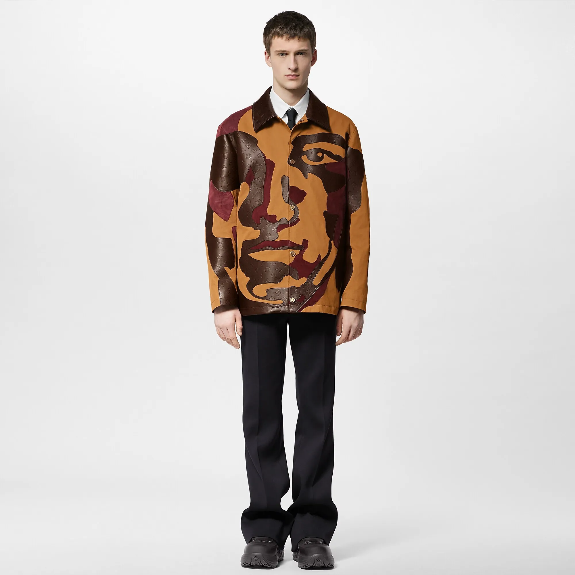 Louis Vuitton Patchworked Portrait Mixed Leather And Cotton Jacket - Men - Ready-to-Wear 1ABZKA
