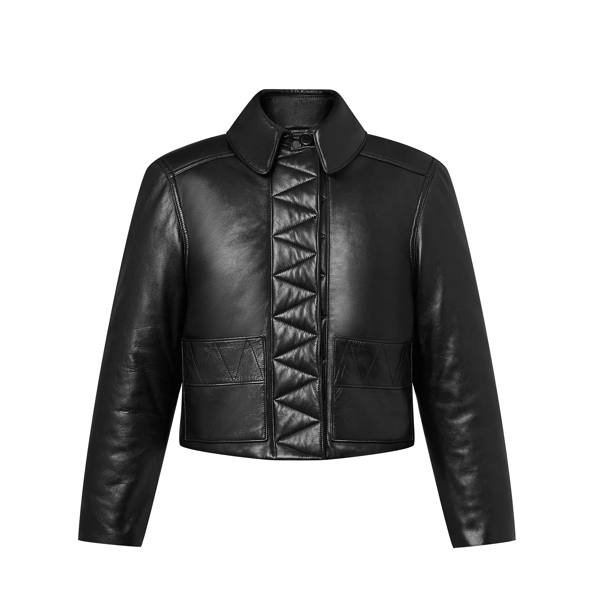 Louis Vuitton Topstitched Leather Boxy Biker Jacket - Women - Ready-to-Wear 1AC0DL