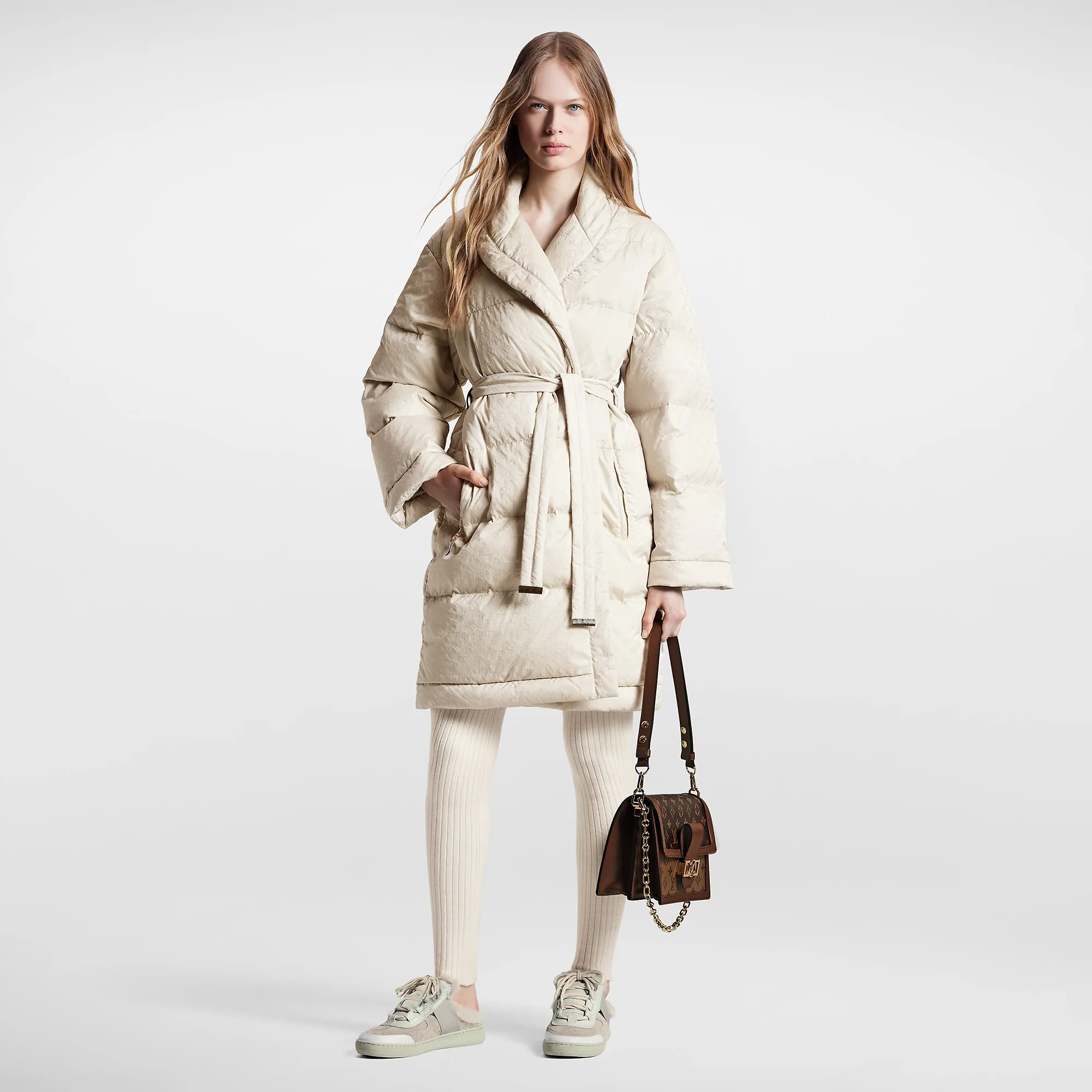 Louis Vuitton Monogram Jacquard Puffer Wrap Coat - Women - Ready-to-Wear 1AC0HJ Rope