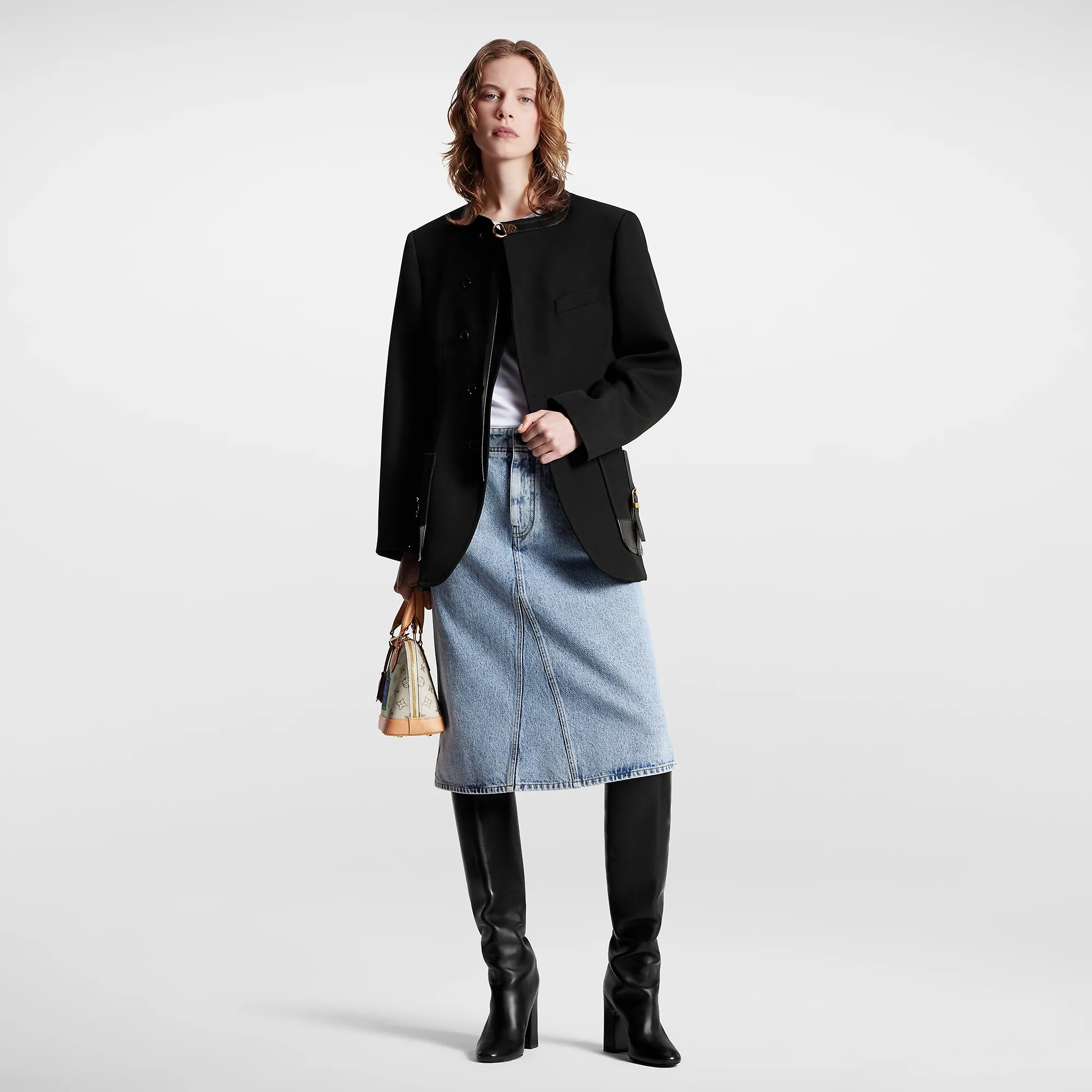 Louis Vuitton Leather Accent Asymmetrical Blazer - Women - Ready-to-Wear 1AC0MN