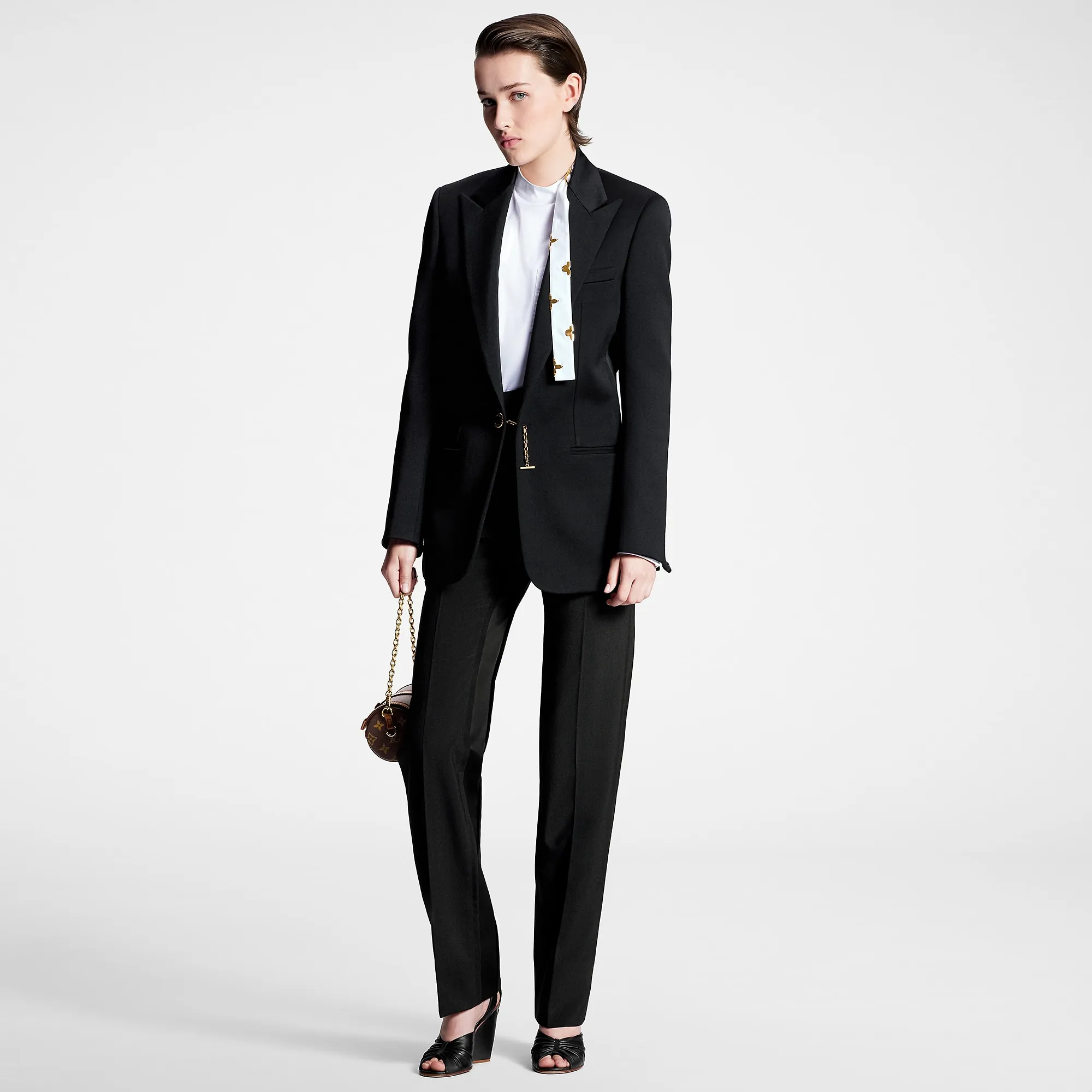 Louis Vuitton Jewel Button Tuxedo Jacket - Women - Ready-to-Wear 1AC0N1 Black