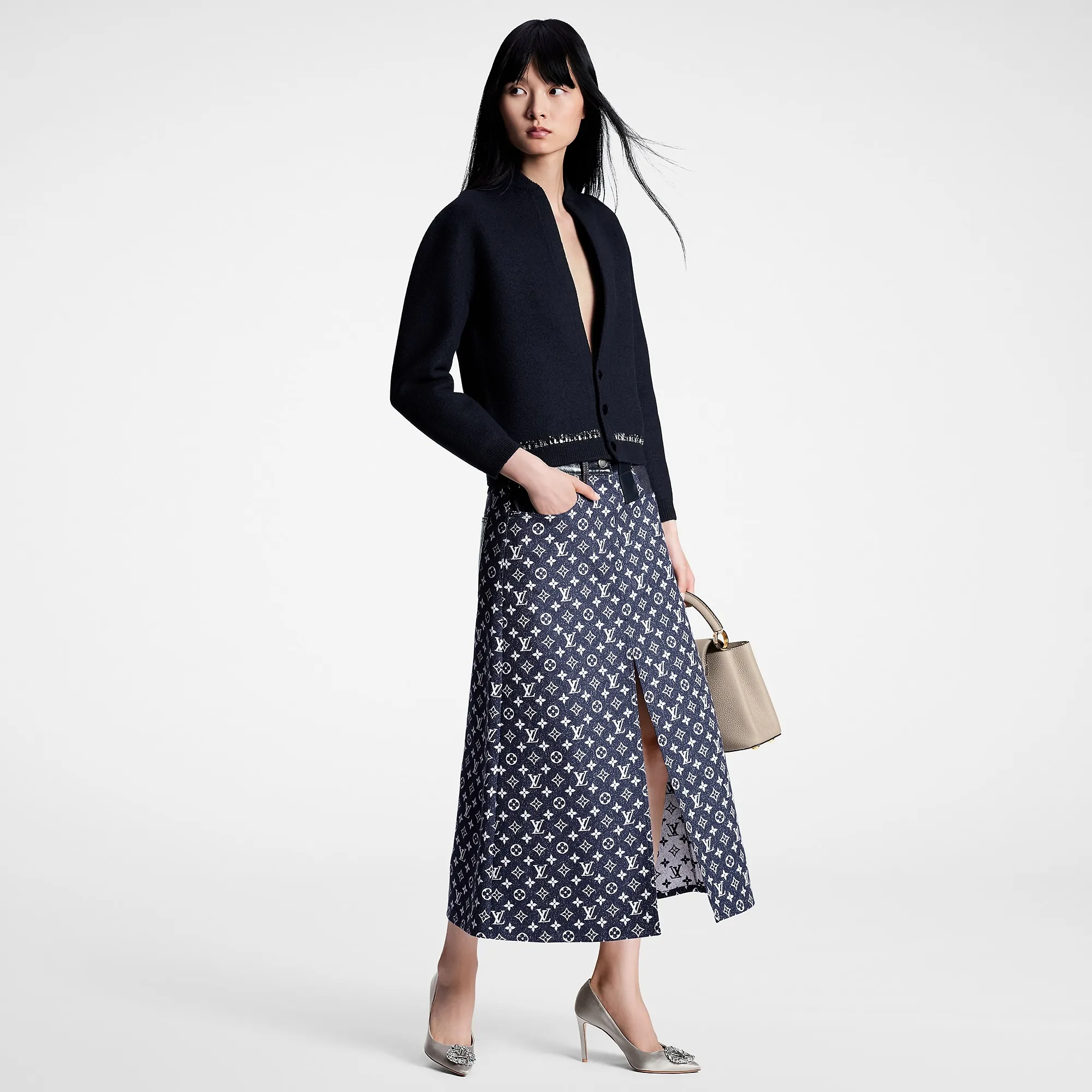 Louis Vuitton Monogram Denim Midi Skirt - Women - Ready-to-Wear 1AC0QT
