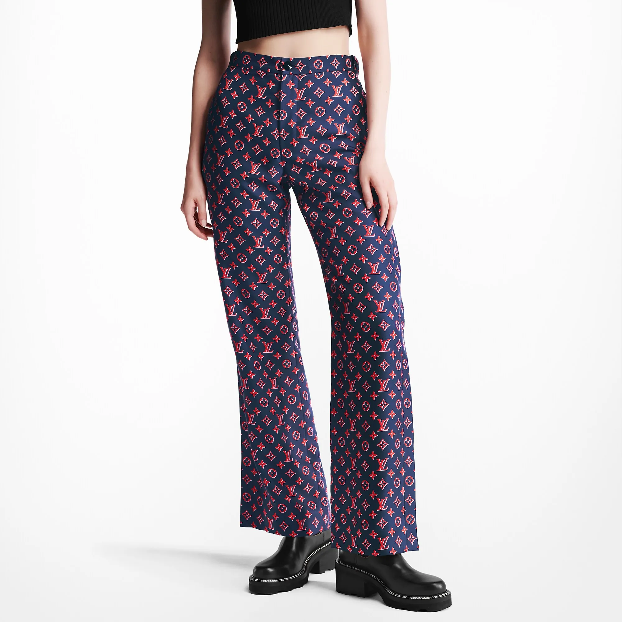 Louis Vuitton Tricolor Monogram Wide-Leg Pants - Women - Ready-to-Wear 1AC254 Louis Vuitton Tricolor Monogram Wide-Leg Pants - Women - Ready-to-Wear 1AC254