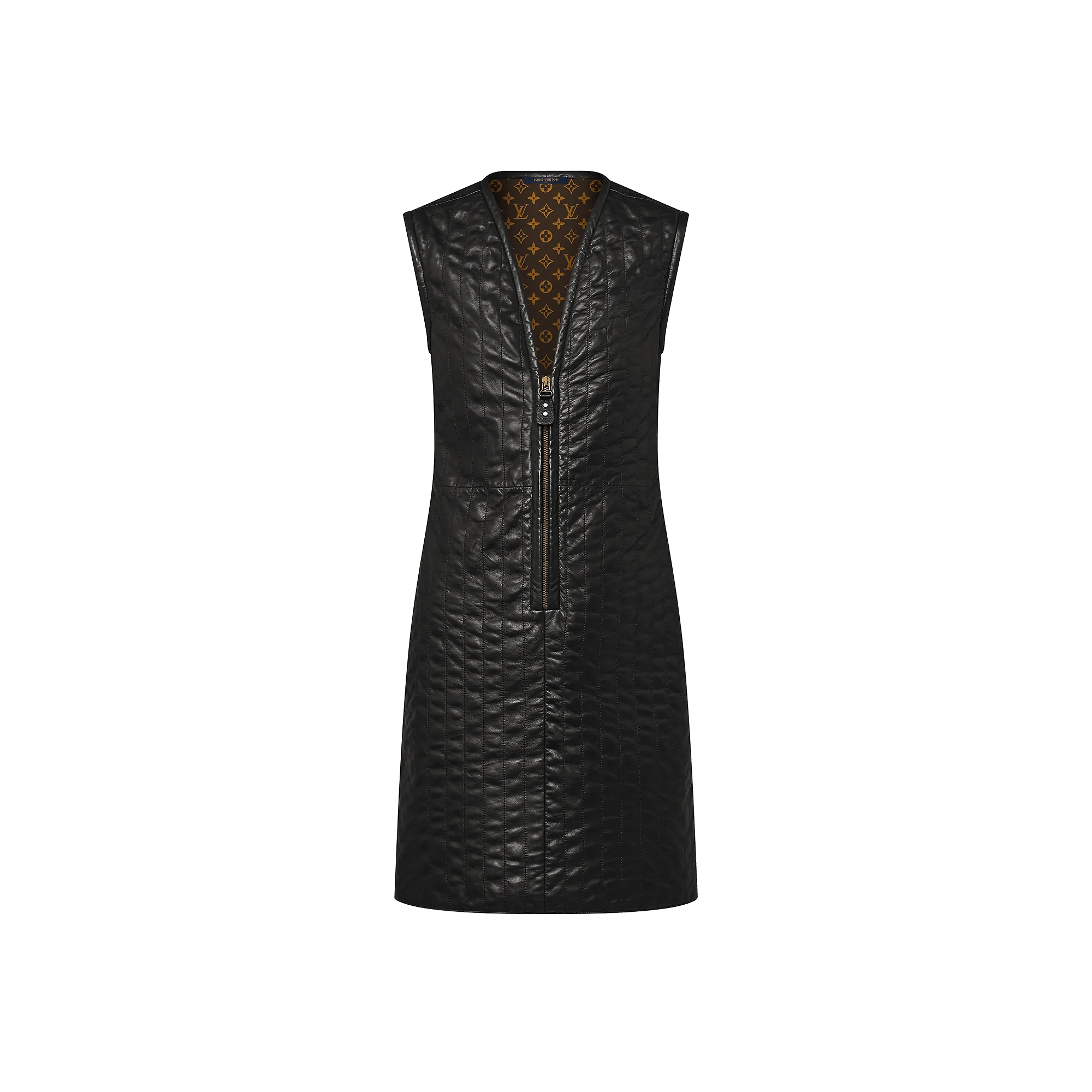 Louis Vuitton Pinstripe Leather Fitted Dress - Women - Ready-to-Wear 1AC2NK