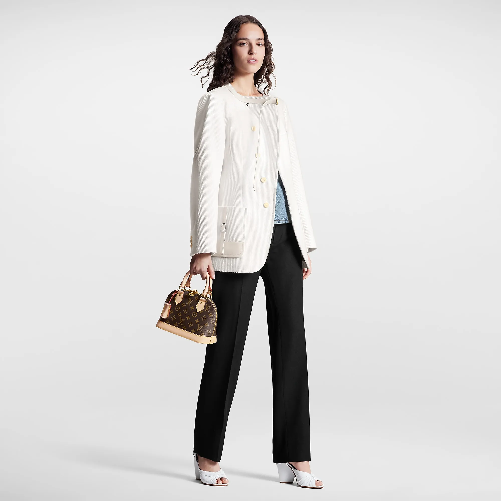 Louis Vuitton Corduroy Leather Accent Asymmetrical Blazer - Women - Ready-to-Wear 1AC3G7