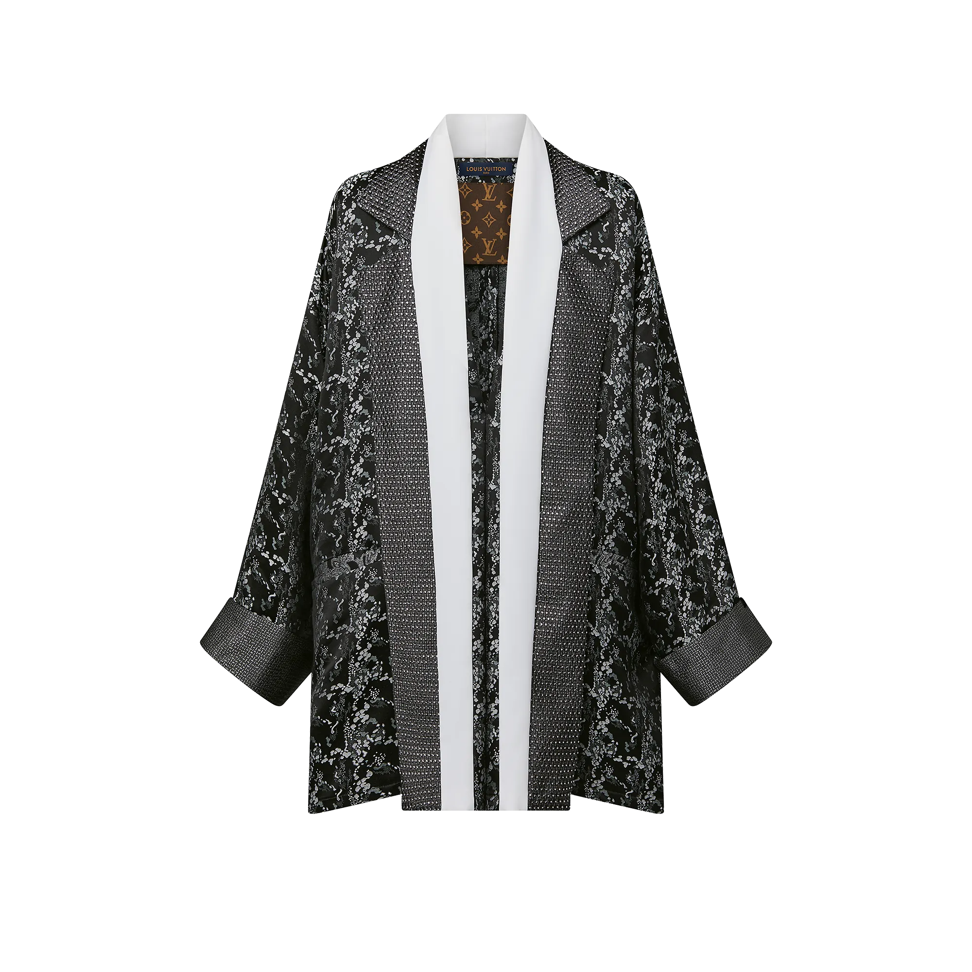 Louis Vuitton Embroidered Trim Abstract Jacquard Robe Jacket - Women - Ready-to-Wear 1AC3HZ Black