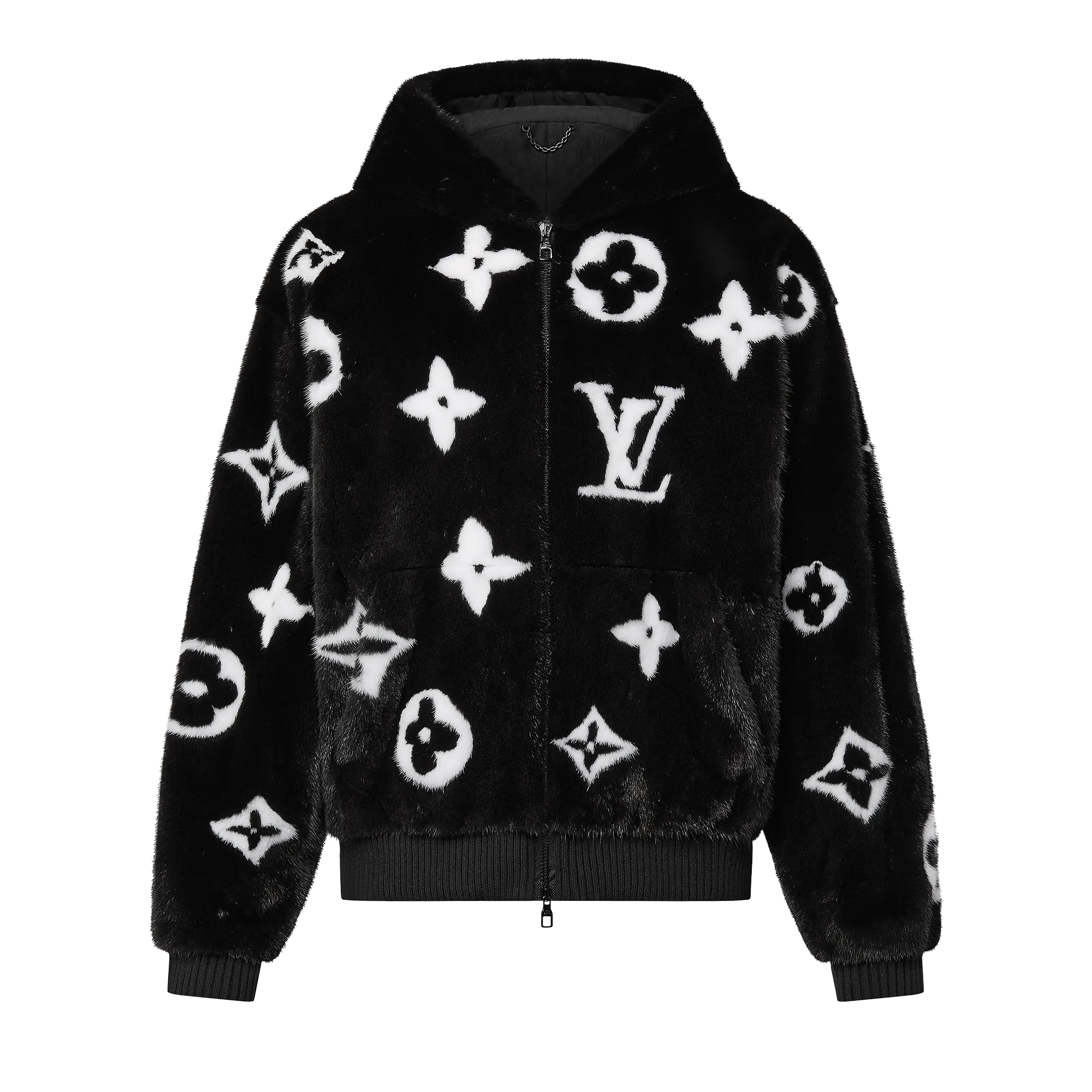 Louis Vuitton Monogram Mink Fur Zipped Hoodie - Men - Ready-to-Wear 1AF390
