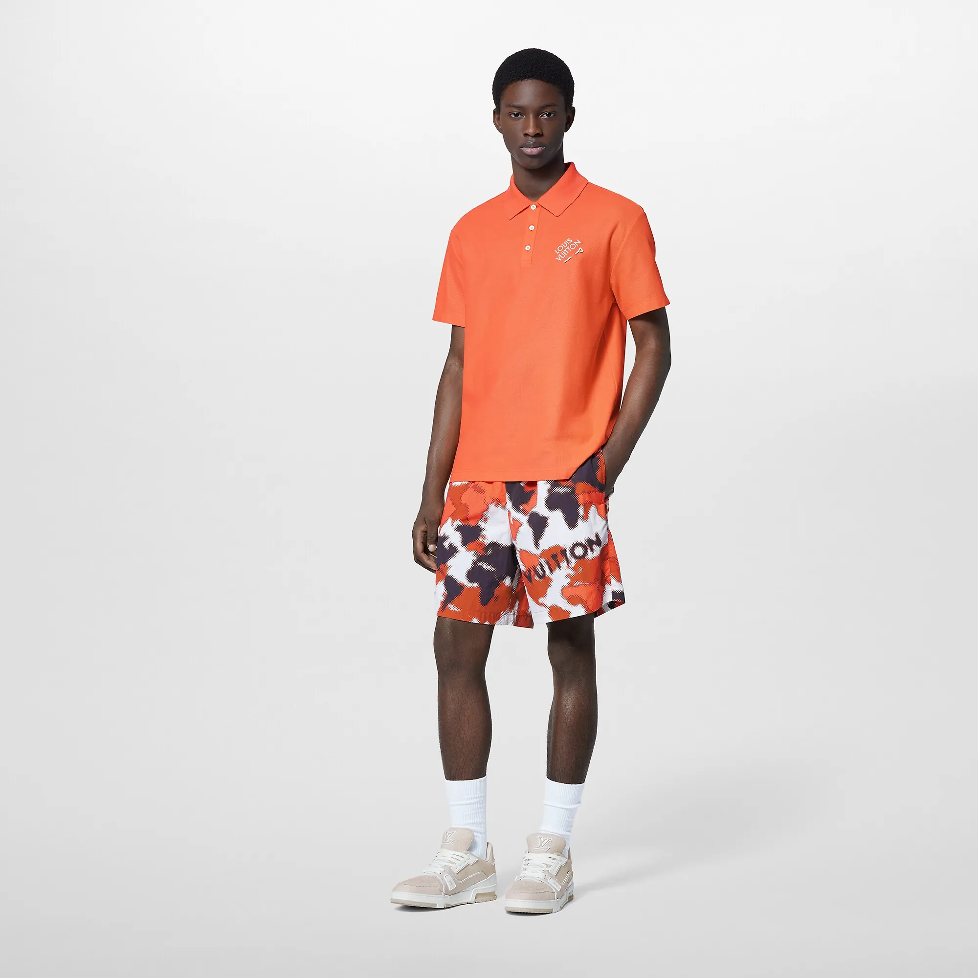 Louis Vuitton Embroidered Signature Cotton Polo - Men - Ready-to-Wear 1AF692 Peach