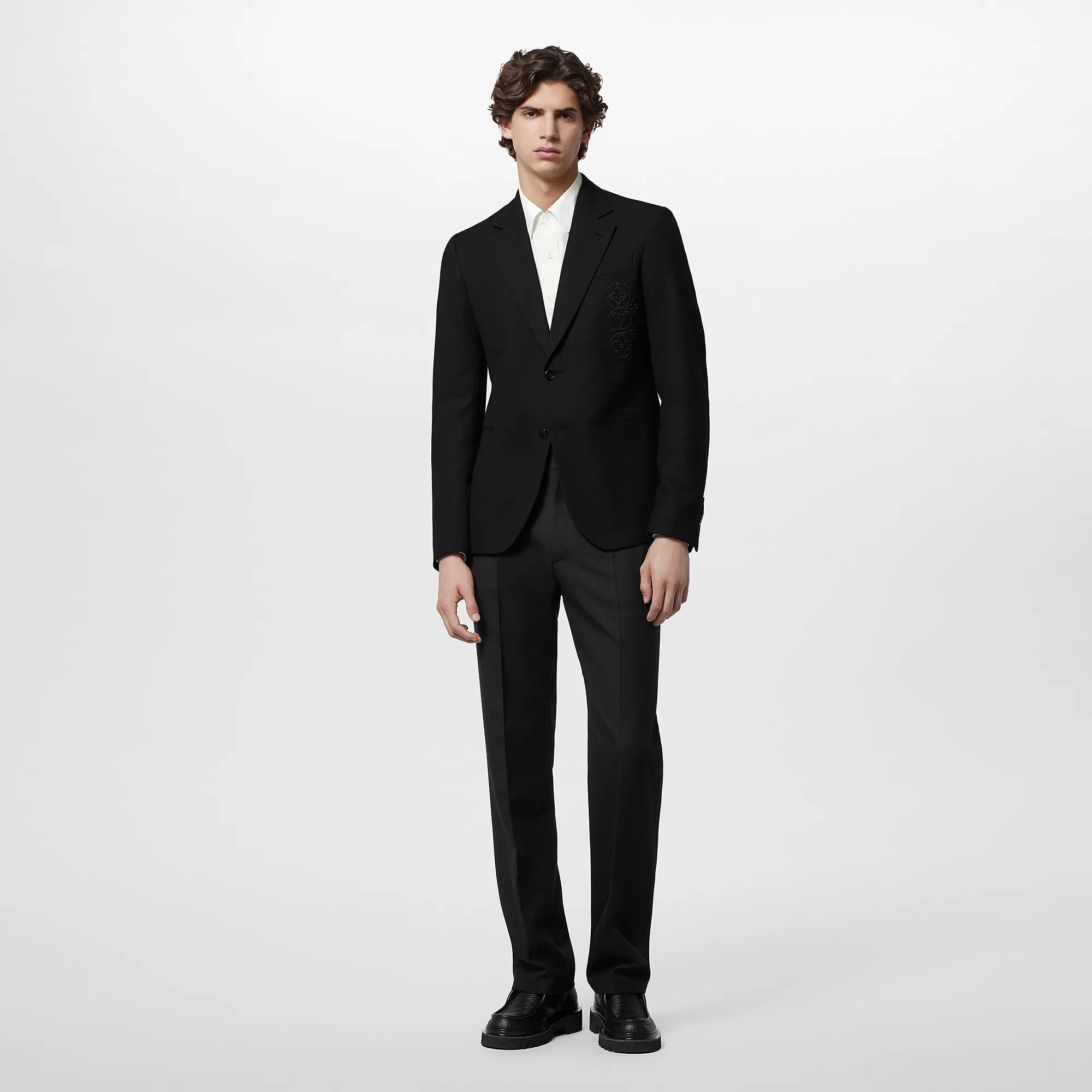 Louis Vuitton Embroidered Signature Wool Pont Neuf Jacket - Men - Ready-to-Wear 1AF708 Black